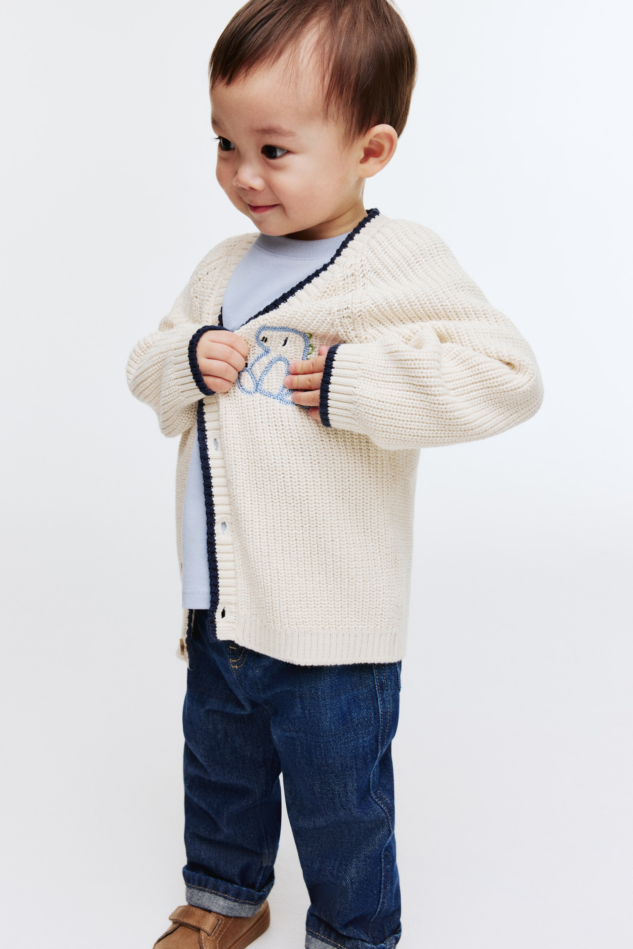 Visualizza immagine più grande: Cardigan in cotone con ricami - Beige chiaro/dinosauro - BAMBINO | H&M IT 3