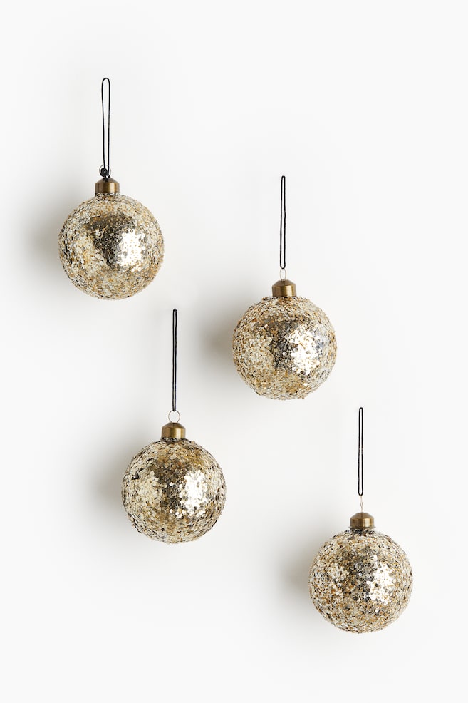 Lot de 4 boules à sequins - Doré - 1