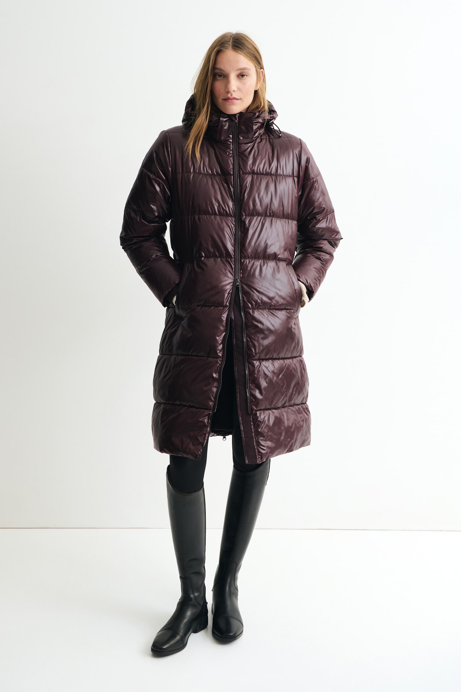 Padded coat with ThermoMove™ - Chocolate plum/Black - 1