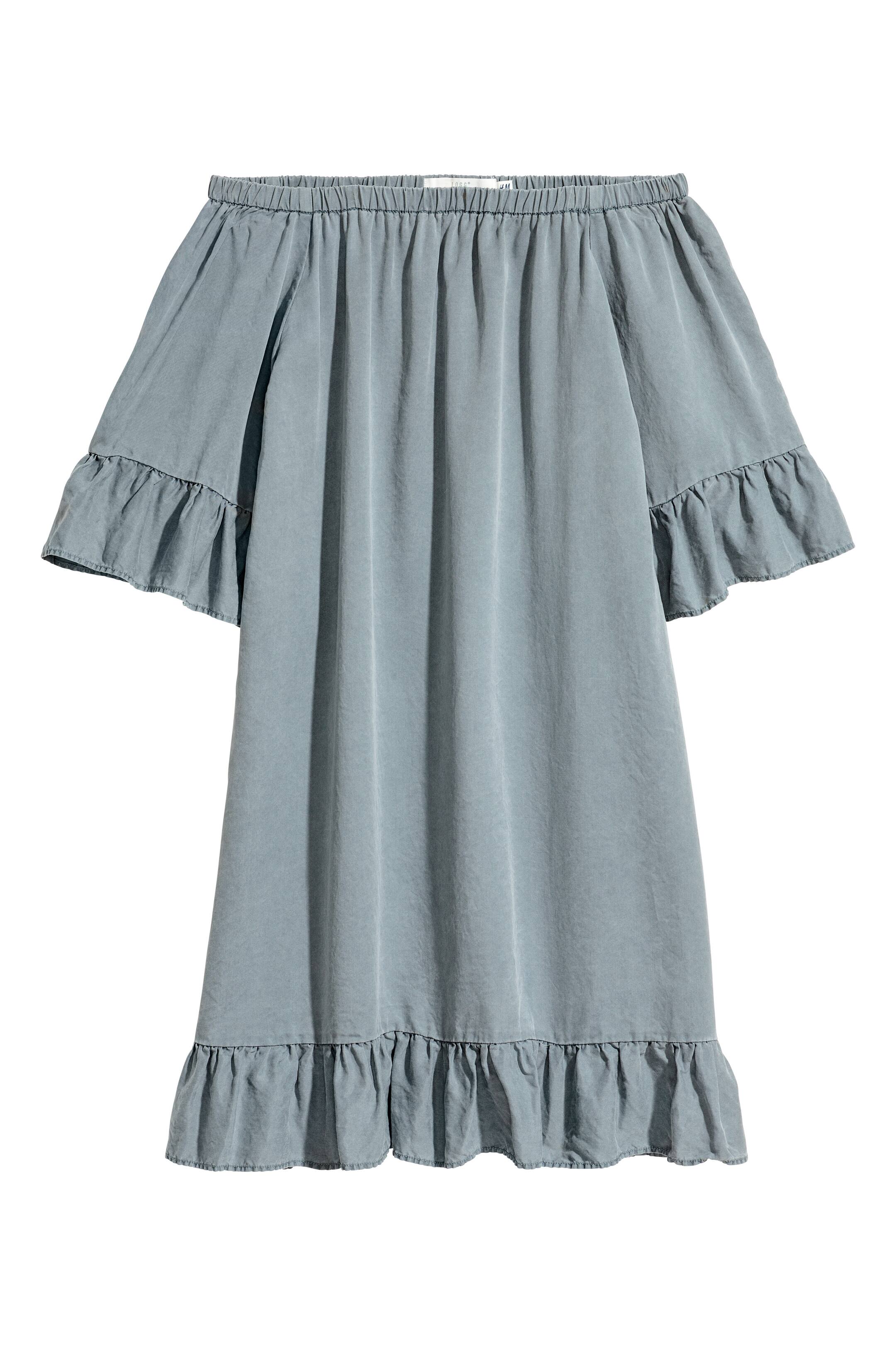 Ver imagem maior: Vestido de ombros descobertos - Cinzento-azul - SENHORA | H&M PT 1