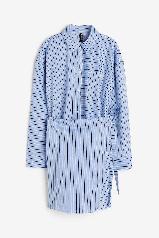 Robe chemise avec jupe croisée - Bleu clair/rayé/Bleu clair - 2