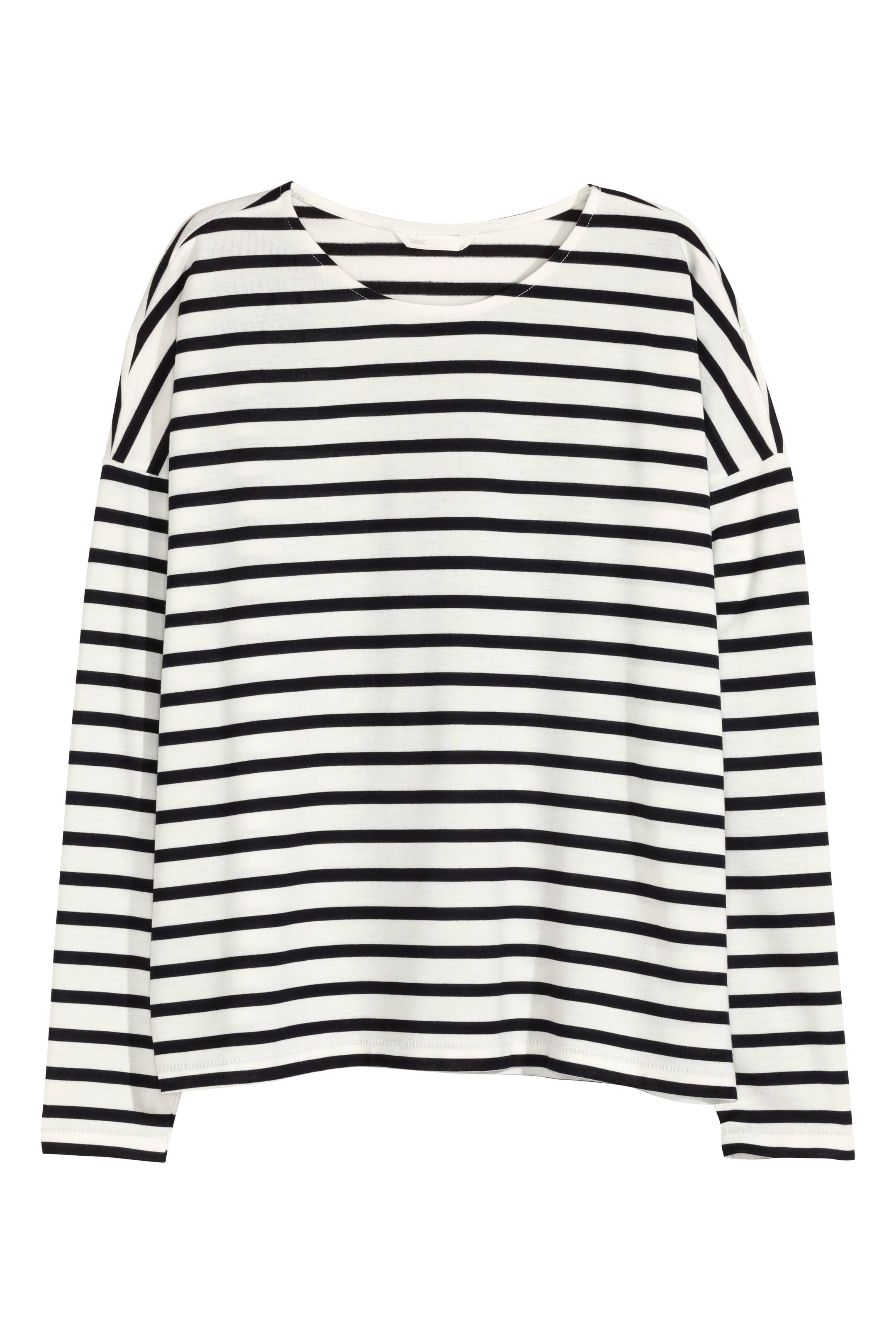 Ver imagen más grande: Camiseta de rayas en punto - Blanco/Rayas - MUJER | H&M ES 1