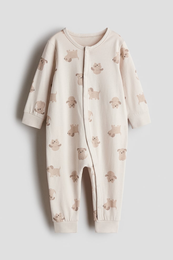 Patterned Pajama Jumpsuit - Light beige/puppies/Light blue/teddy bears/Light pink/hearts/Dark gray/elephants/White/hearts/White/pumpkins - 1