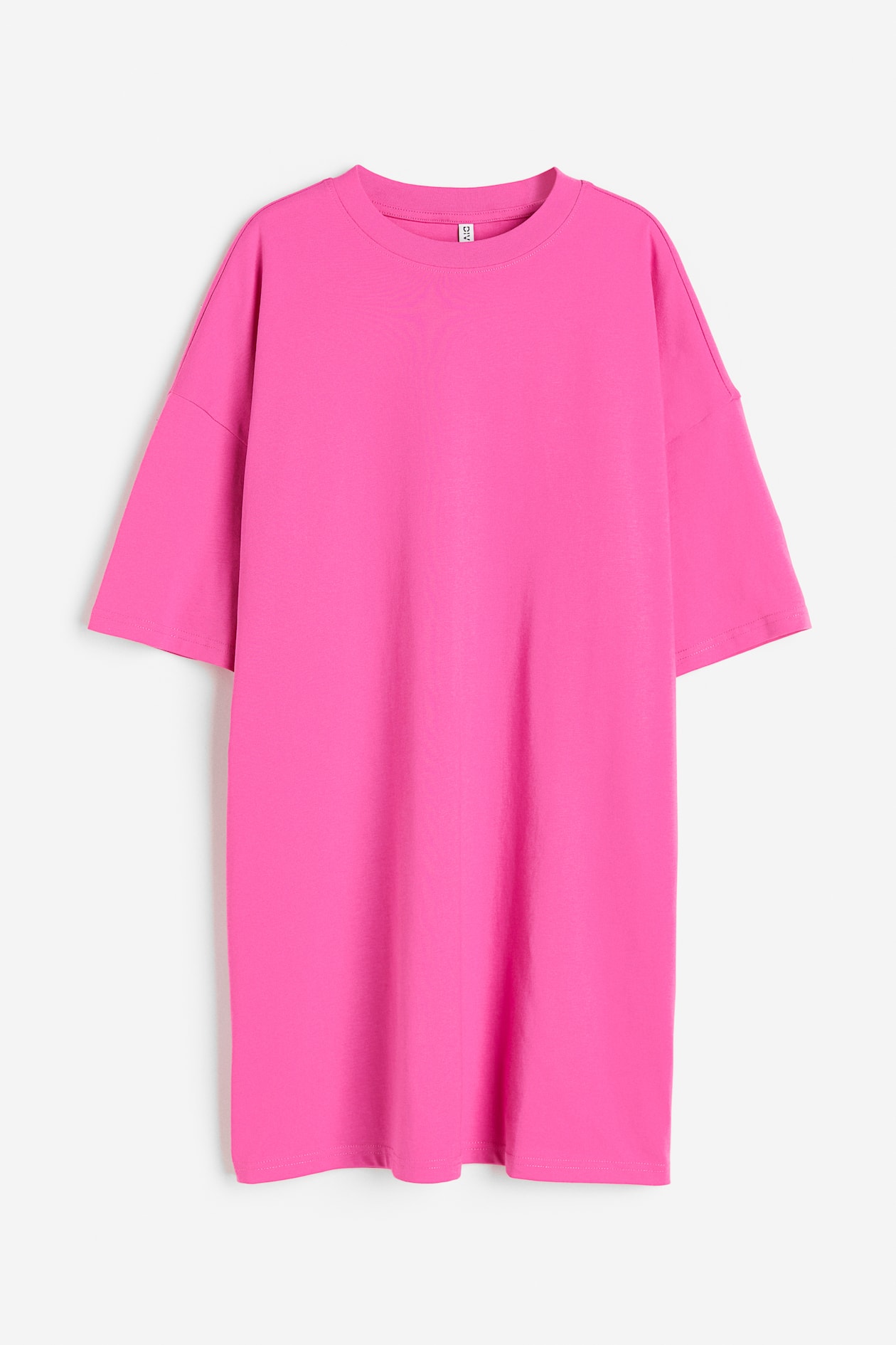 Oversized T-shirt dress - Round neck - Short sleeve - Cerise - Ladies ...