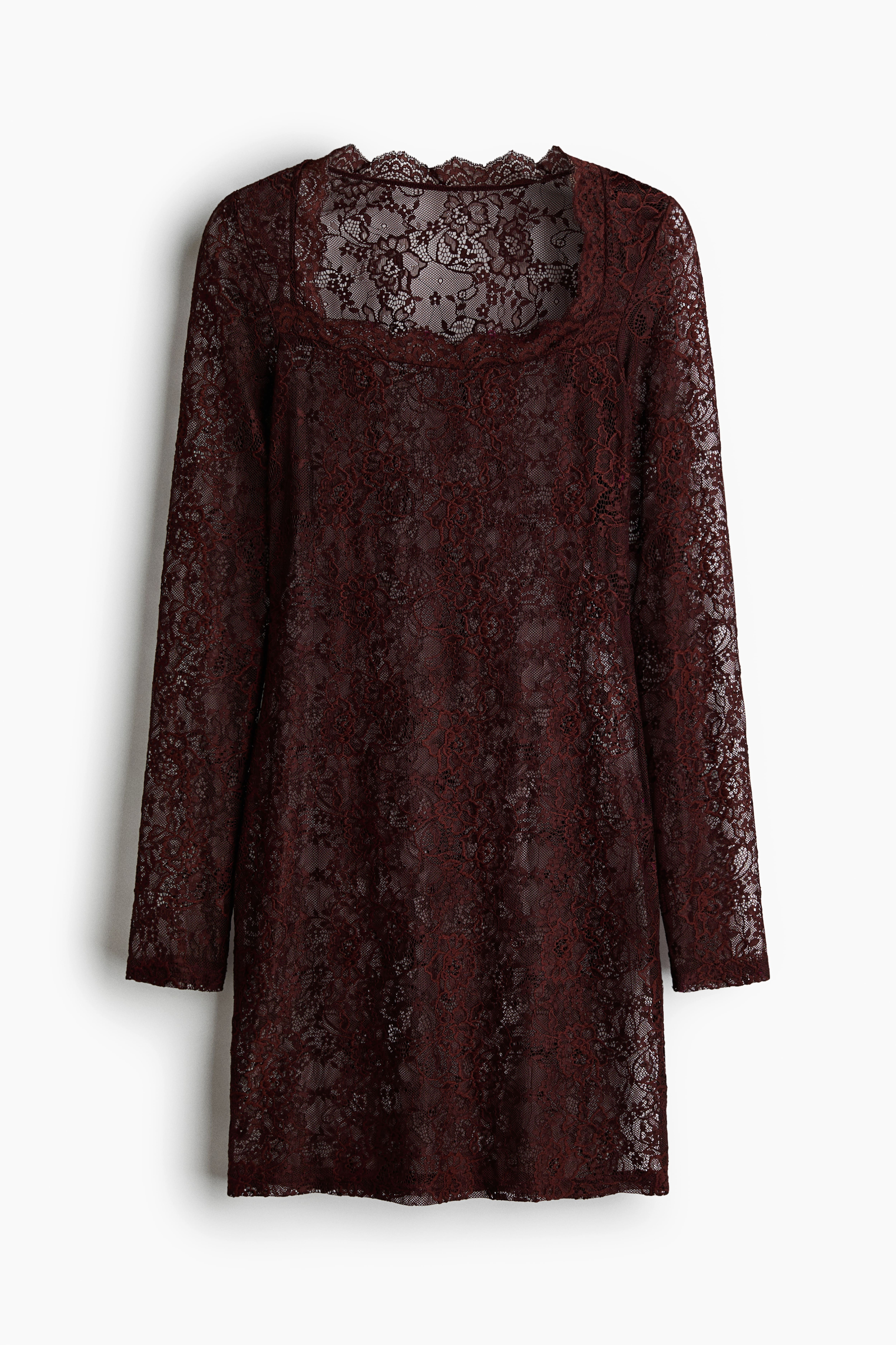 Square-Neck Lace Dress