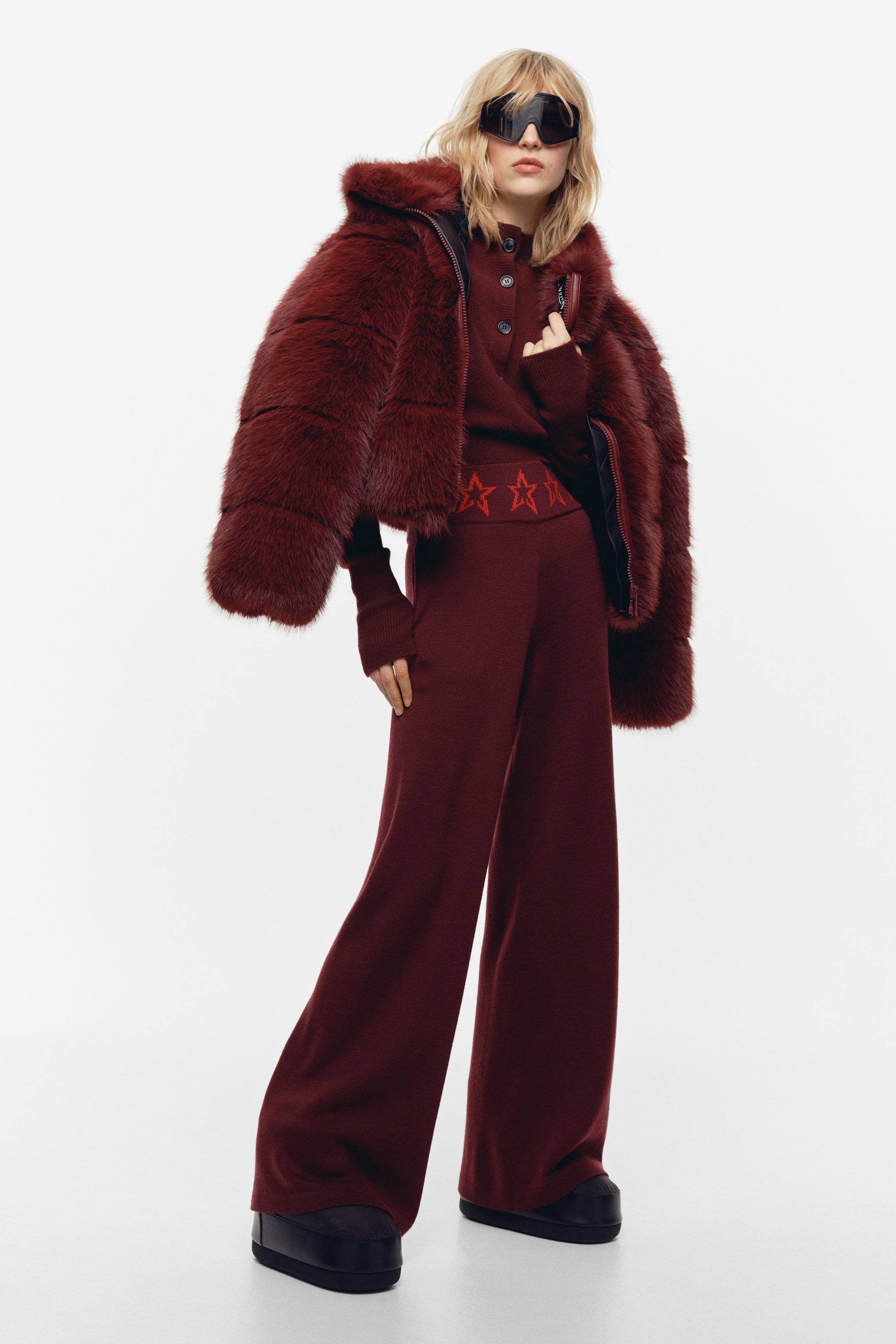 Büyük resmi görüntüle: Merinos Yünlü Geniş Pantolon - Bordo - KADIN | H&M TR 1