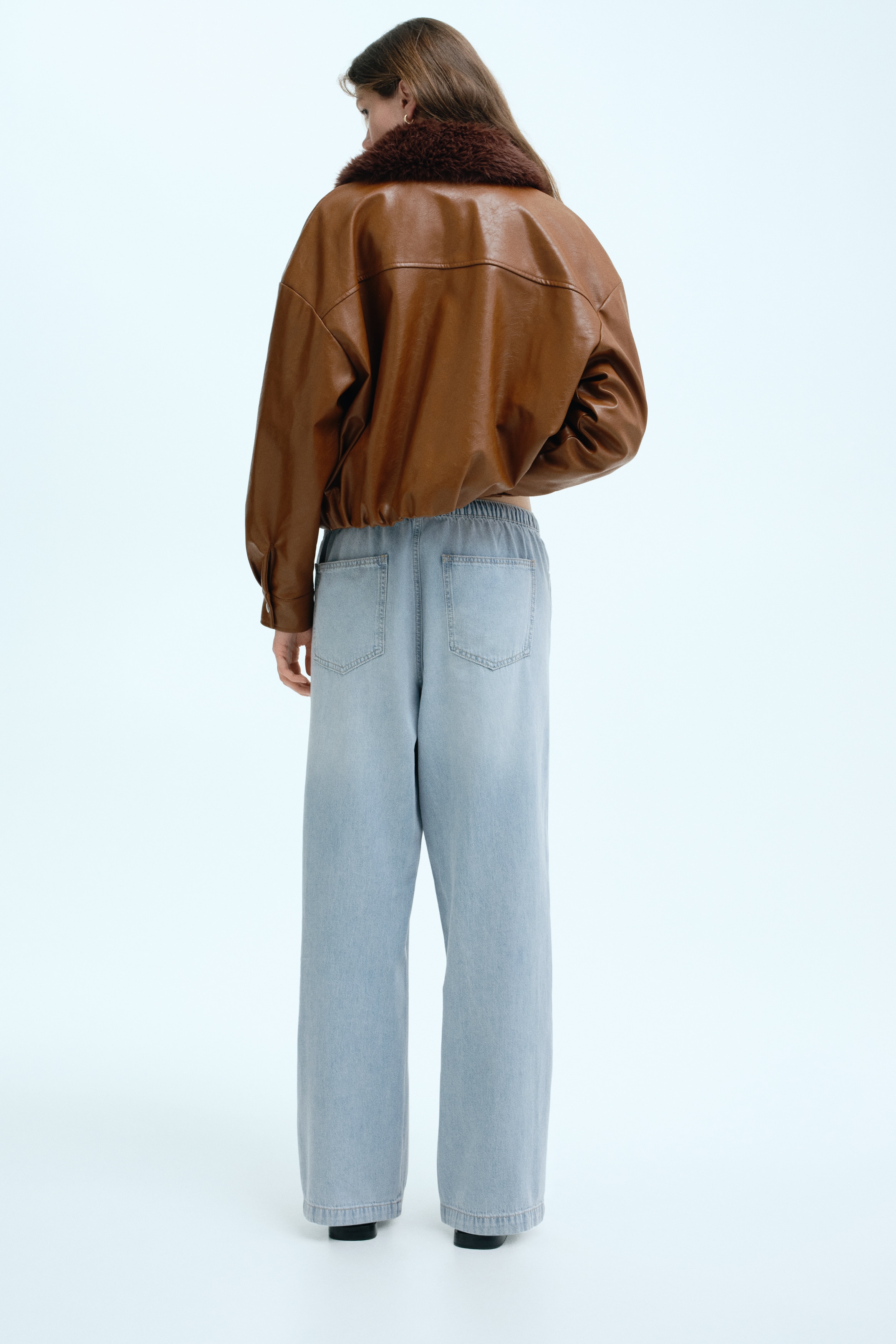 Denim drawstring trousers