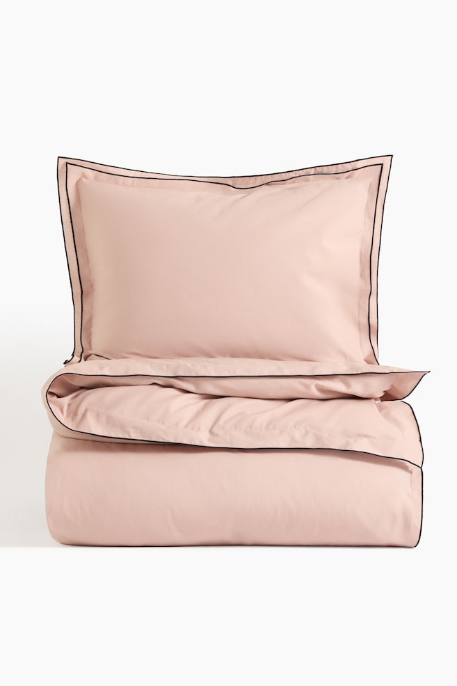 Twin Cotton Duvet Cover Set - Light dusty pink/Light taupe/White/Yellow - 1