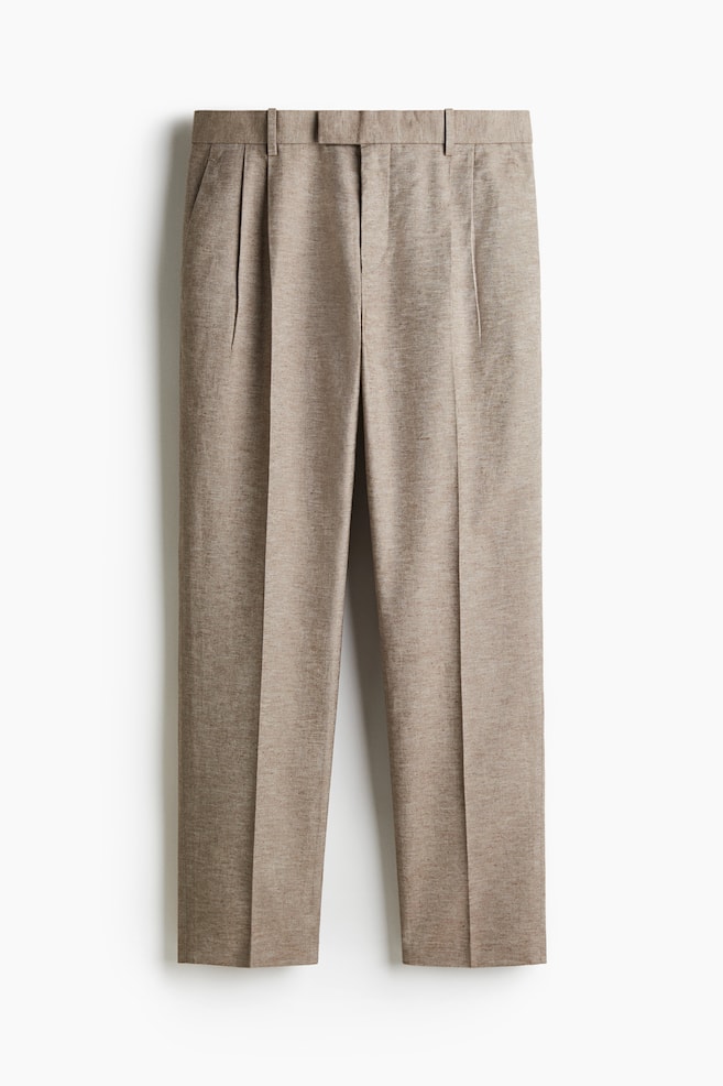 Regular Fit Tailored linen-blend trousers - Beige - 1