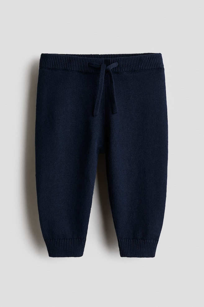 Joggpants aus Baumwollfeinstrick - Marineblau/Hellbeige - 1