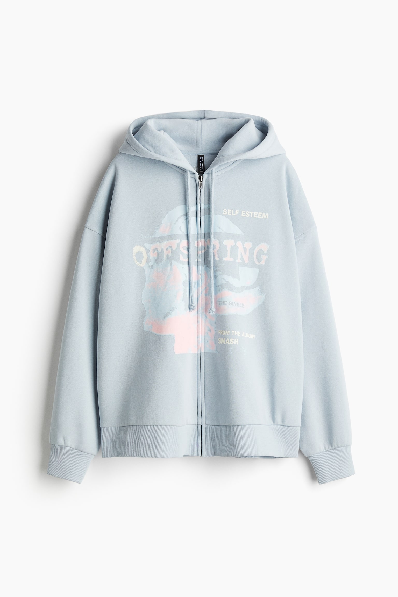 Oversized motif-detail zip-through hoodie - Light blue/The Offspring/Blue/The Smashing Pumpkins/Dark greige/Korn/Black/Sublime/Light grey marl/Nirvana/Cream/Twin Peaks/Light beige/Jane's Addiction/Light blue/Black/Formula 1/Black/Nirvana - 2