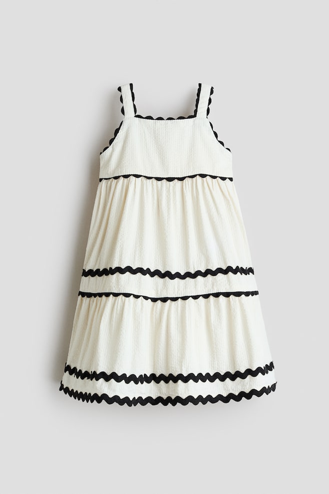 Flared seersucker dress - White - 1