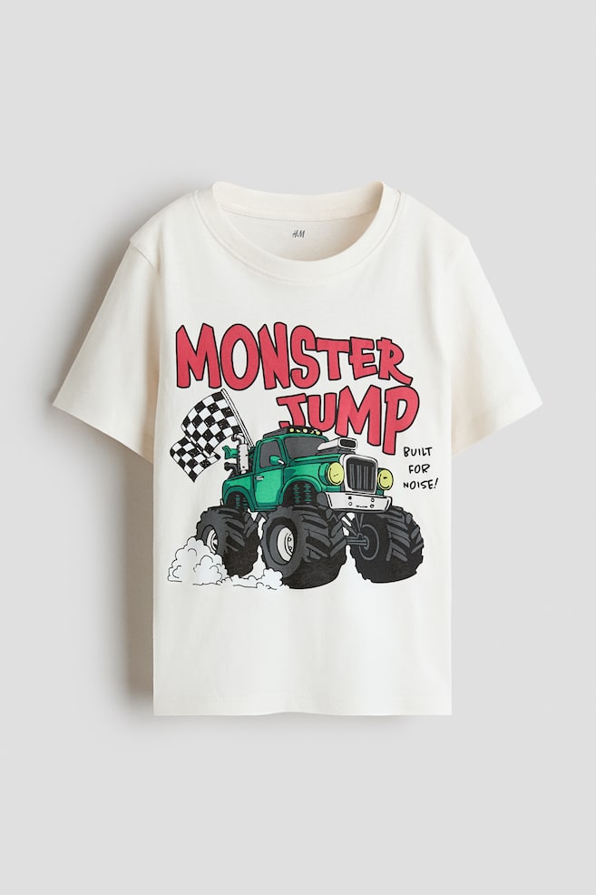 Printed T-Shirt - Cream/Monster Jump/Navy blue/Adventure Crew/White/striped/Cream/Road Trip/Dark brown/dinosaurs/Gray melange/striped/Navy blue/Sports League/Khaki green/dinosaurs/Black/skeleton/Light dusty green/skulls/Dark blue/Soho - 1