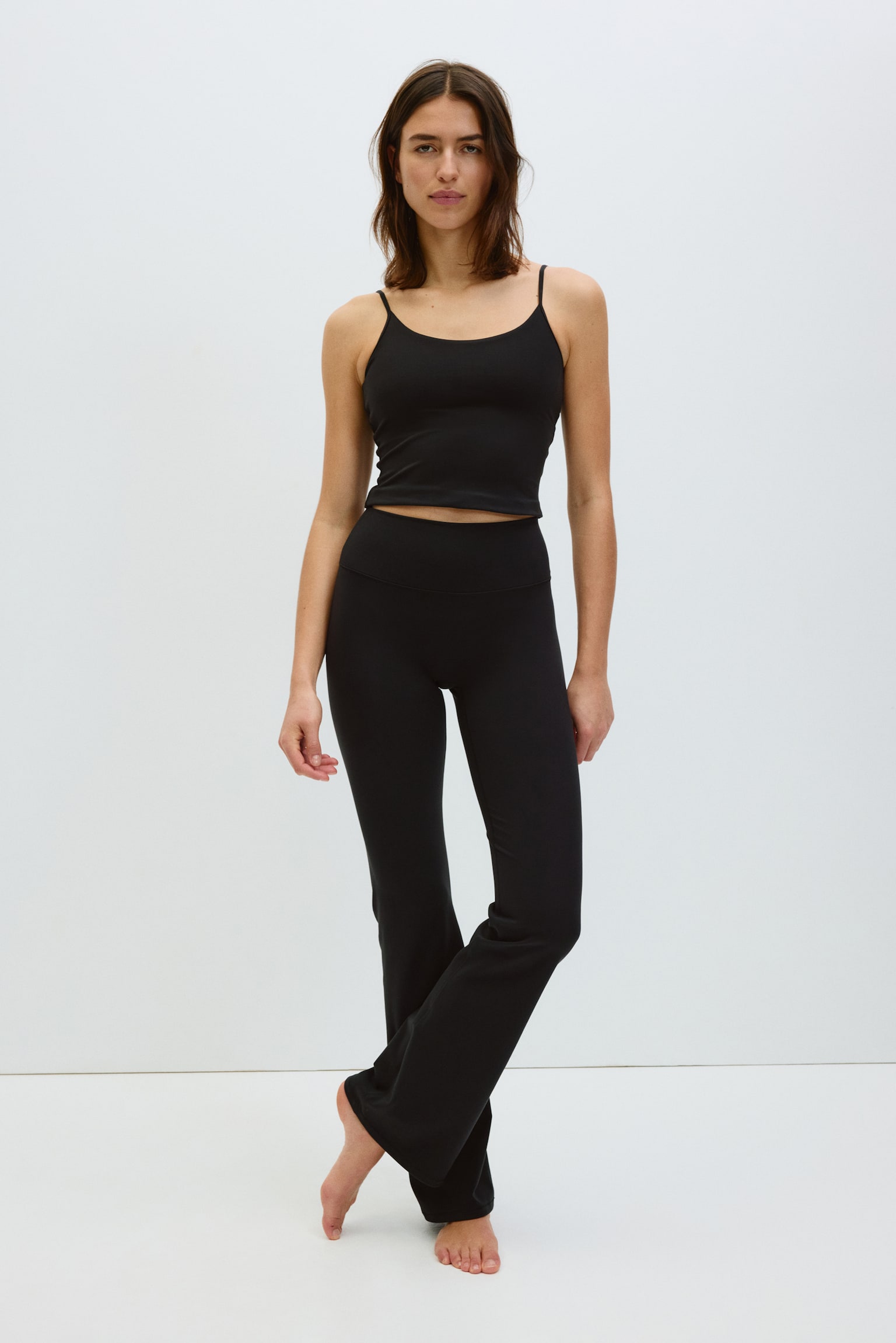 Tall Flared Leggings with SoftMove™ - Black/Warm brown - 1