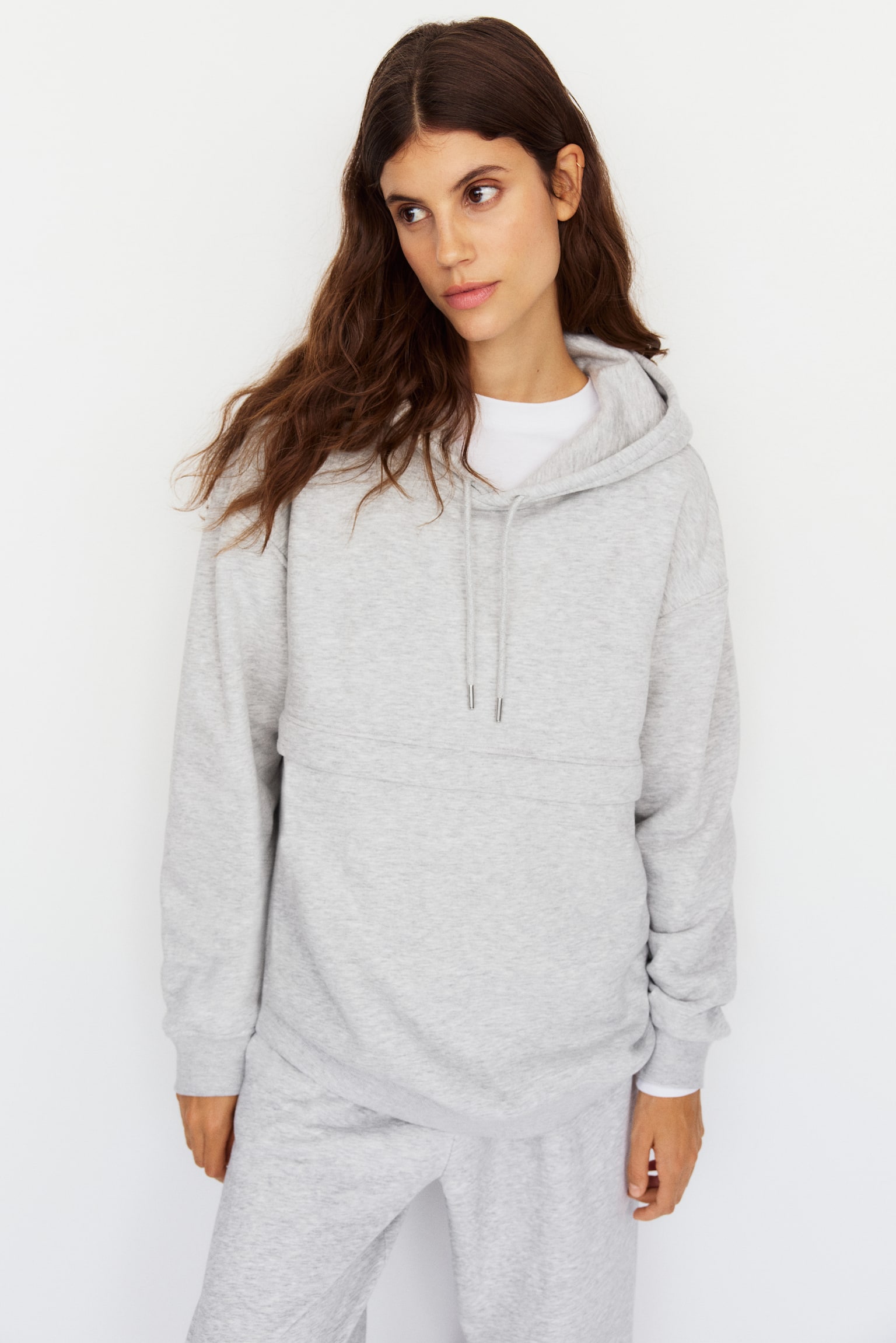 MAMA Before & After Nursing hoodie - Light grey marl/Black - 1