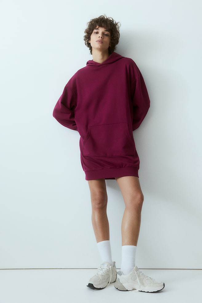 Sweatshirtkjole med hætte - Blommelilla/Sort/Støvet rosa/Mørkegrå/Naturhvid/Lys gråbeige/Lysegrå/Mørkegrå - 5