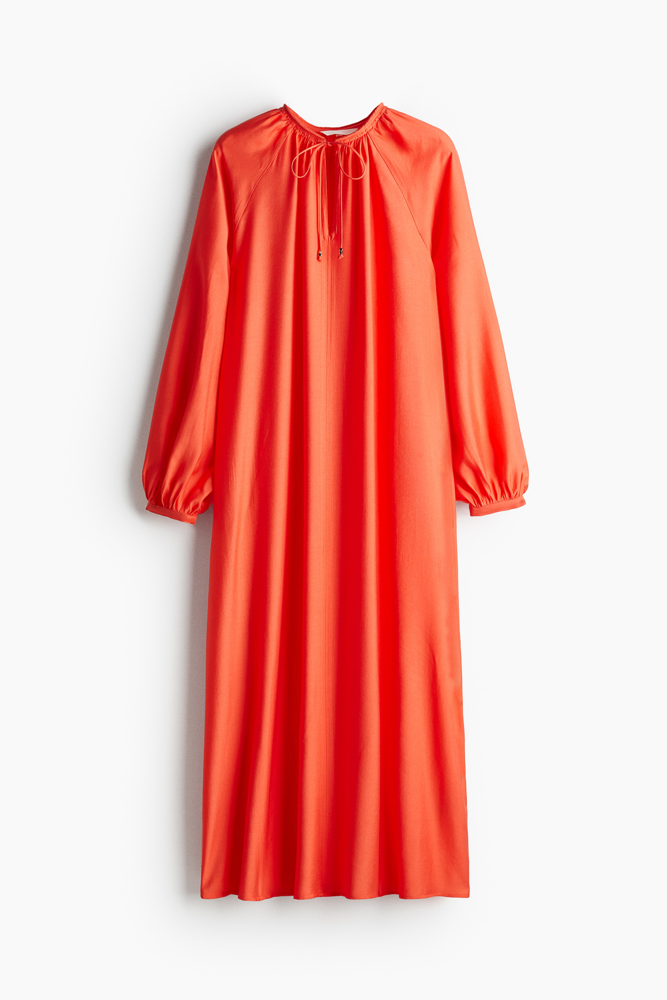 Jurk met ballonmouwen - Koraalrood