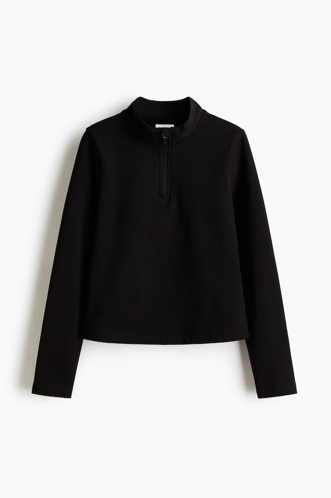 Fleece-Lined Sports Top with SoftMove™ - Black/Navy blue - 1