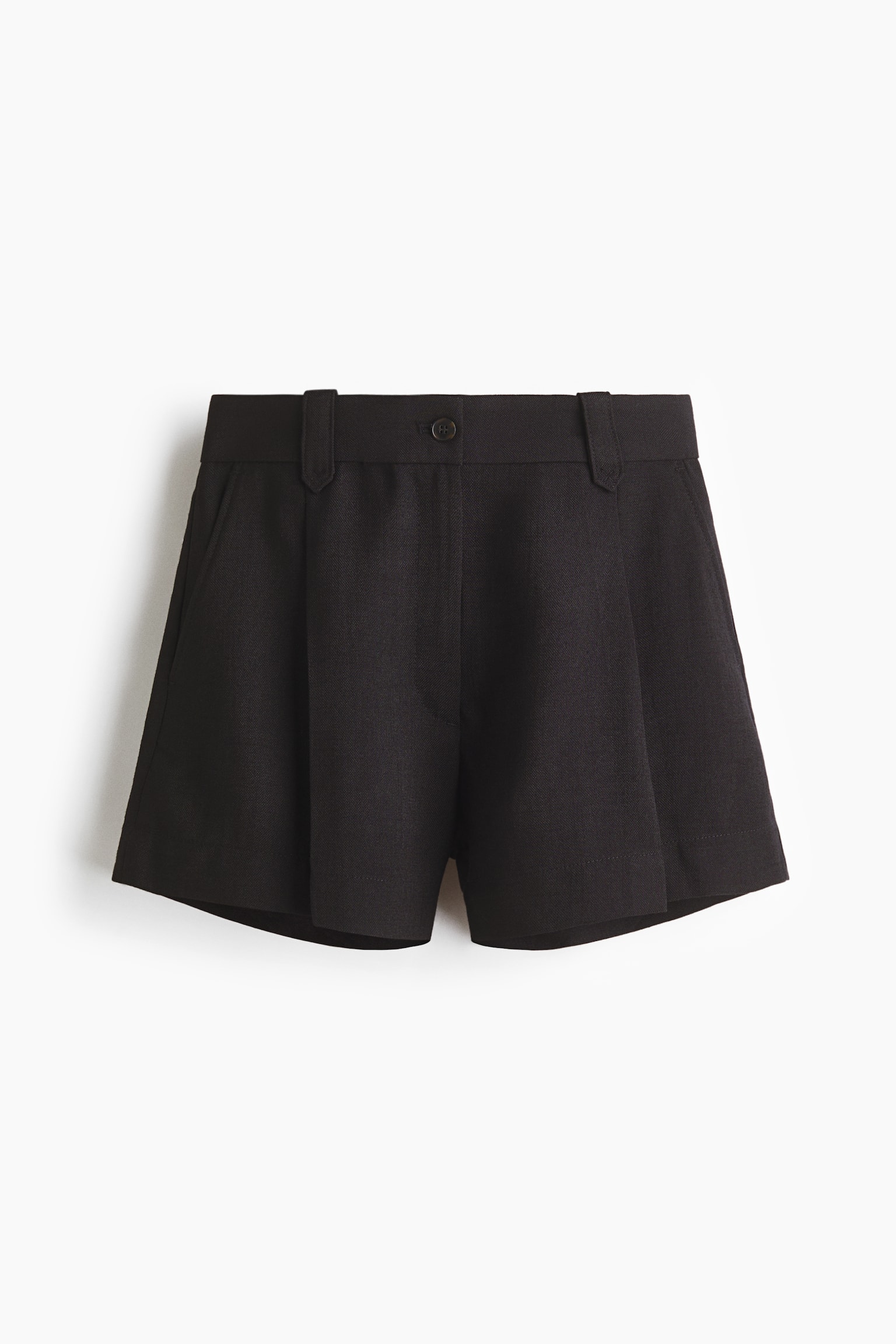 Pleat-front shorts - Black/Rust brown/White - 1