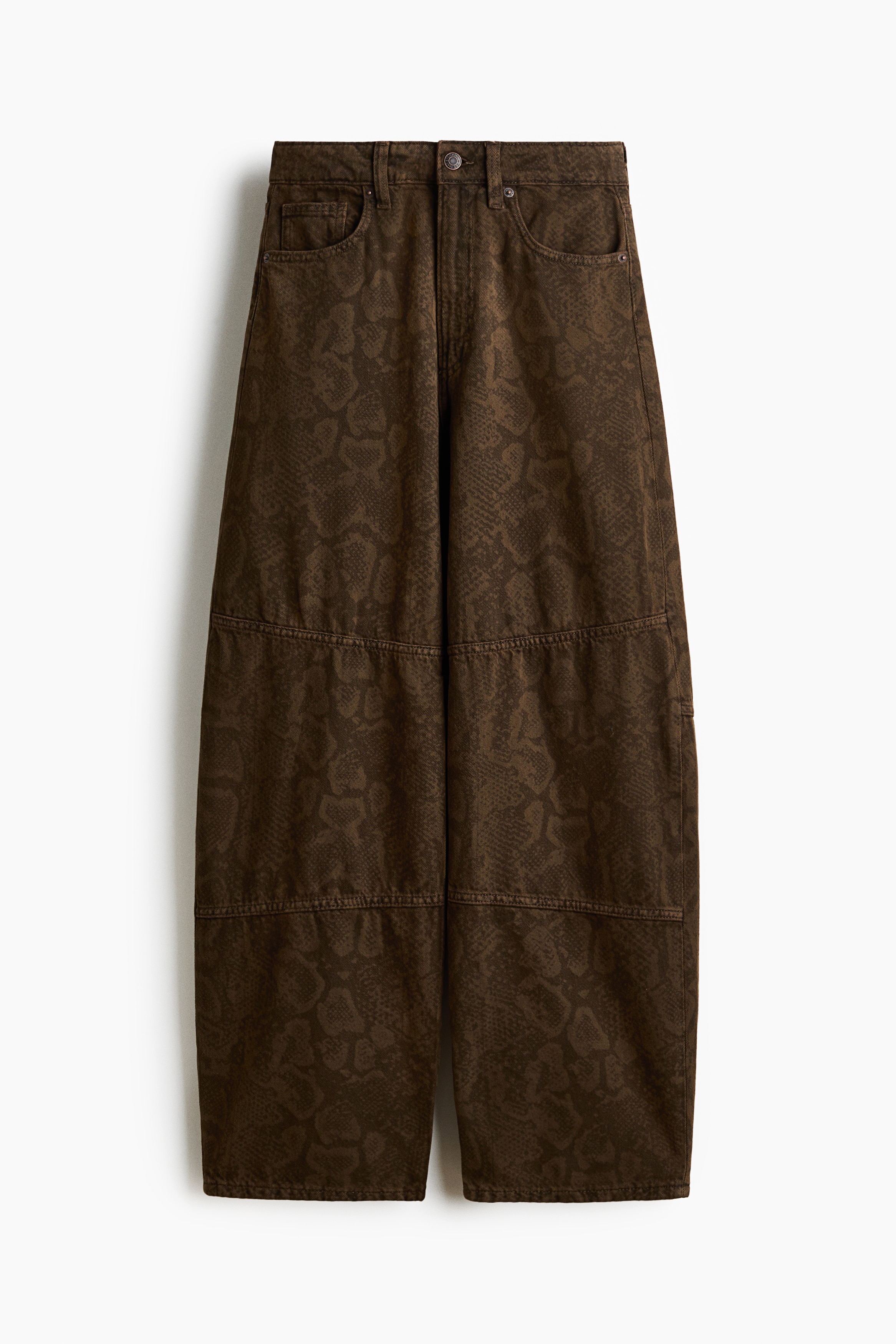 Barrel High Waist Jeans - Castanho/Padrão pele de cobra