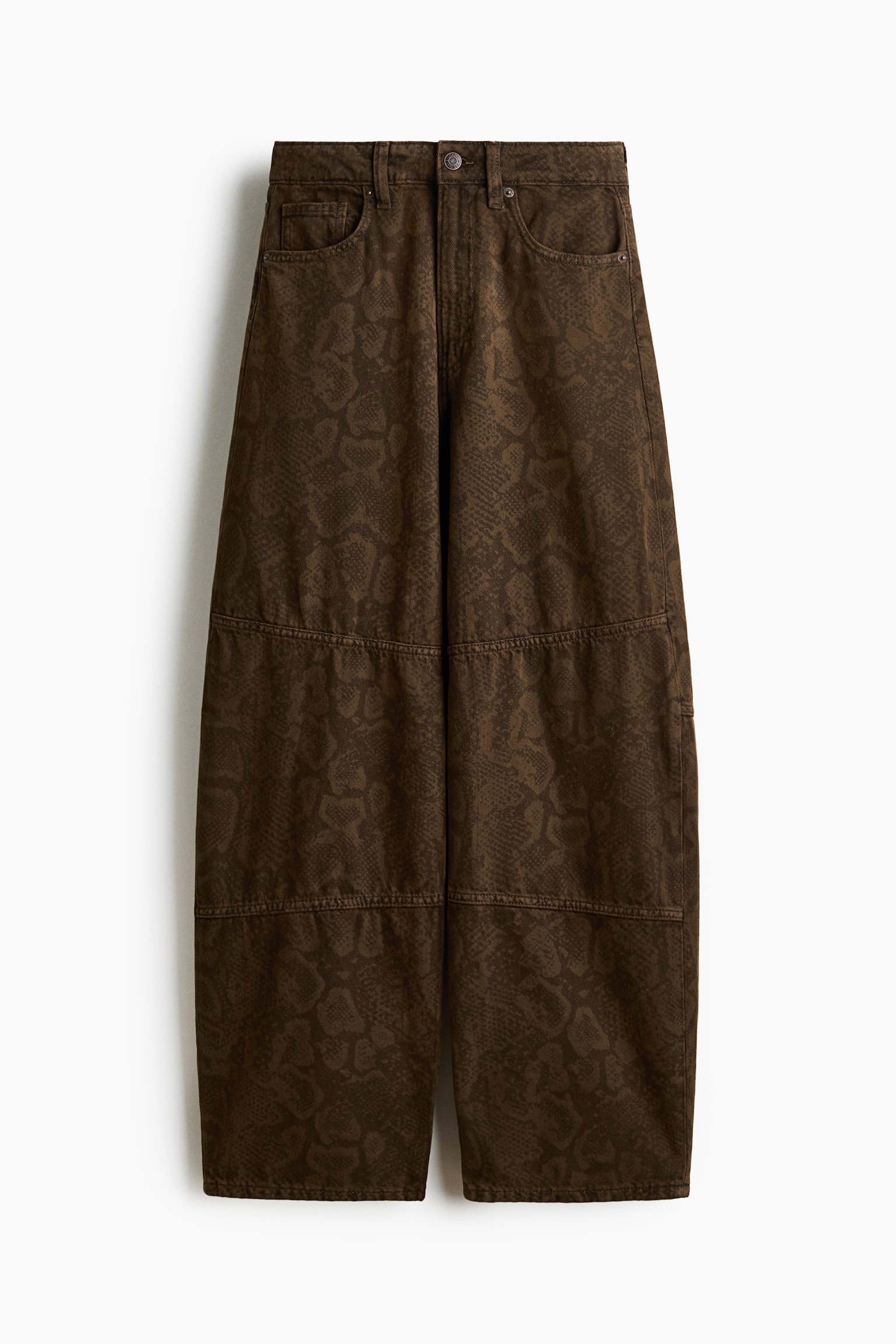 Barrel High Waist Jeans - Dimbrun/Ormskinnsmönstrad/Khakigrön/Denimsvart - 1