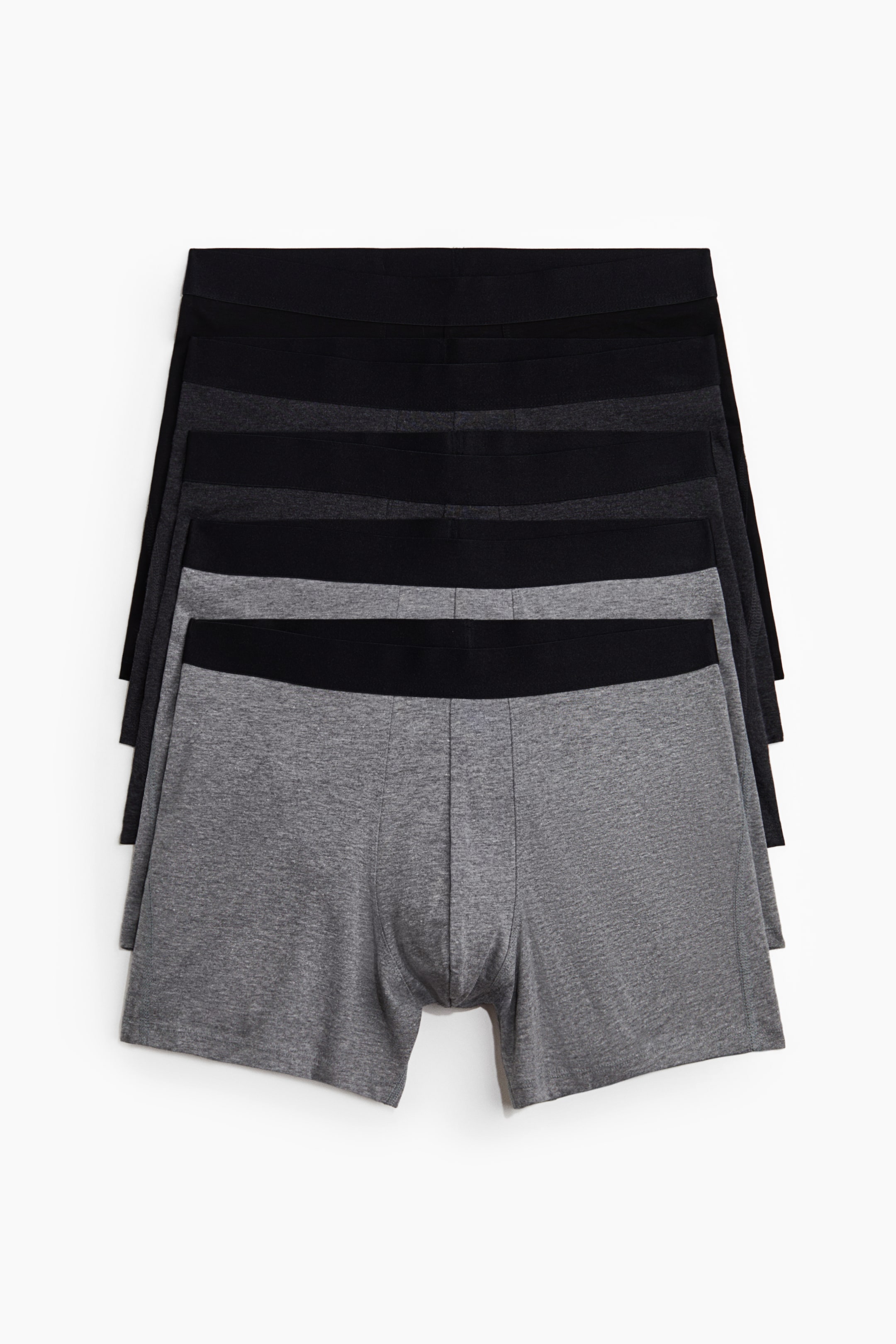 拡大画像を表示: ミッドレングスボクサーブリーフ 5枚セット Lycra® - ダークグレーメランジ／ブラック - Men | H&M JP 4