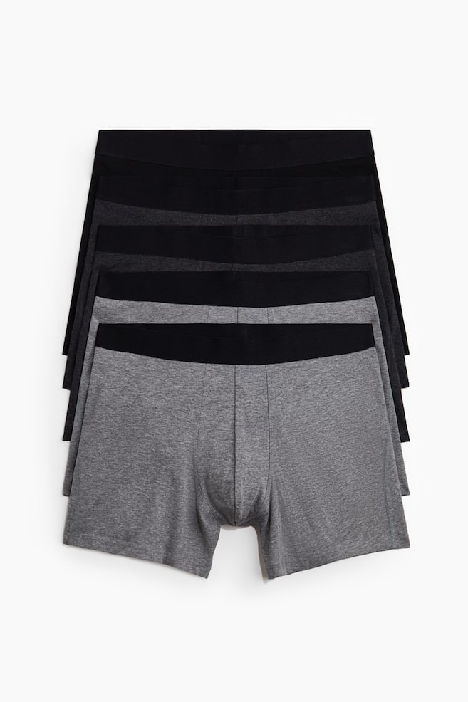 5er-Pack Halblange Trunks mit Lycra® - Dunkelgraumeliert/Schwarz/Marineblau/Beige/Dunkelbraun/Weiß/Mittelblau/Hellblau/Dunkles Khakigrün/Schwarz/Graumeliert - 1