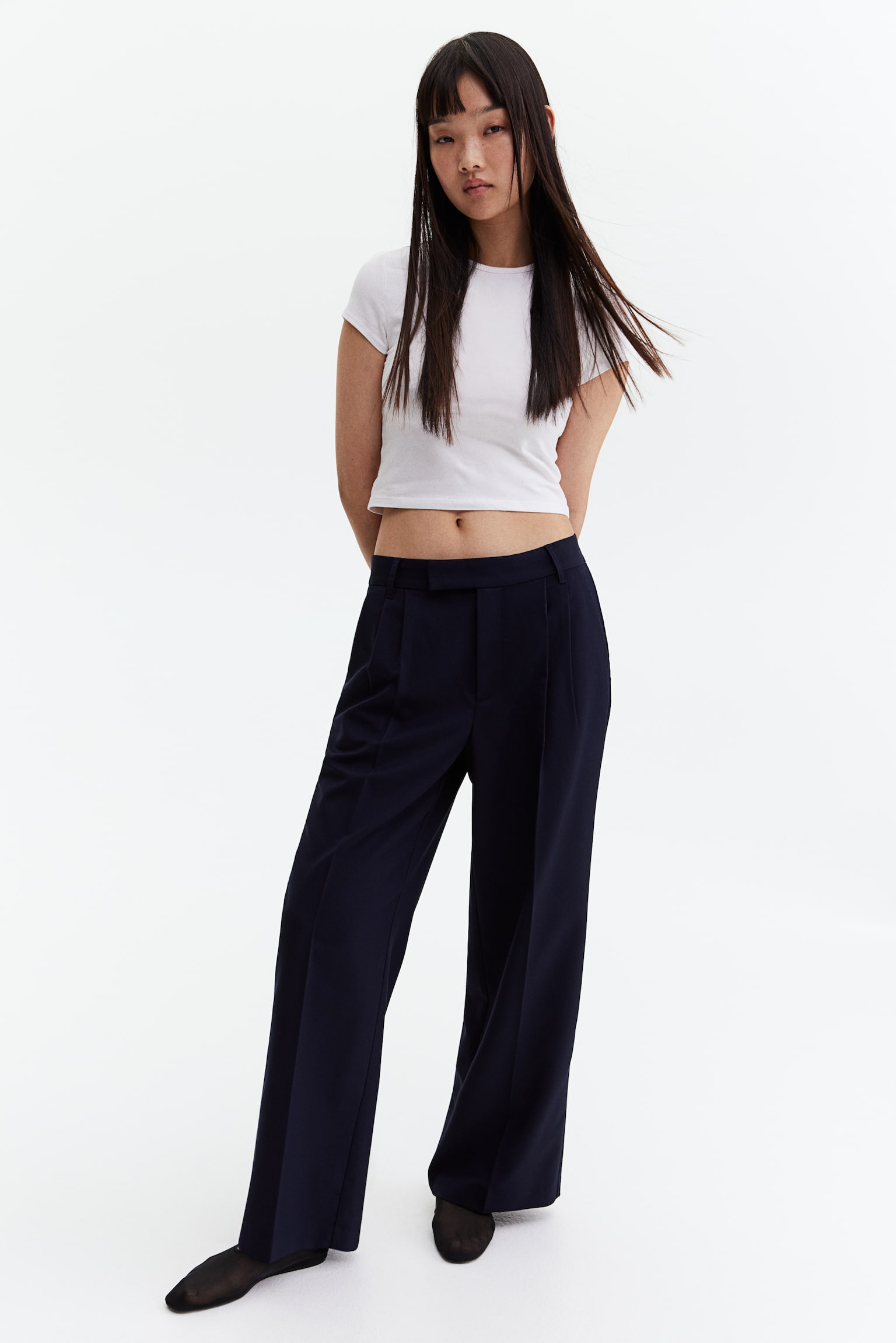 Tailored trousers - Navy blue/Black/Grey marl/Greige/Light grey marl/Black/Pinstriped/Light greige - 1