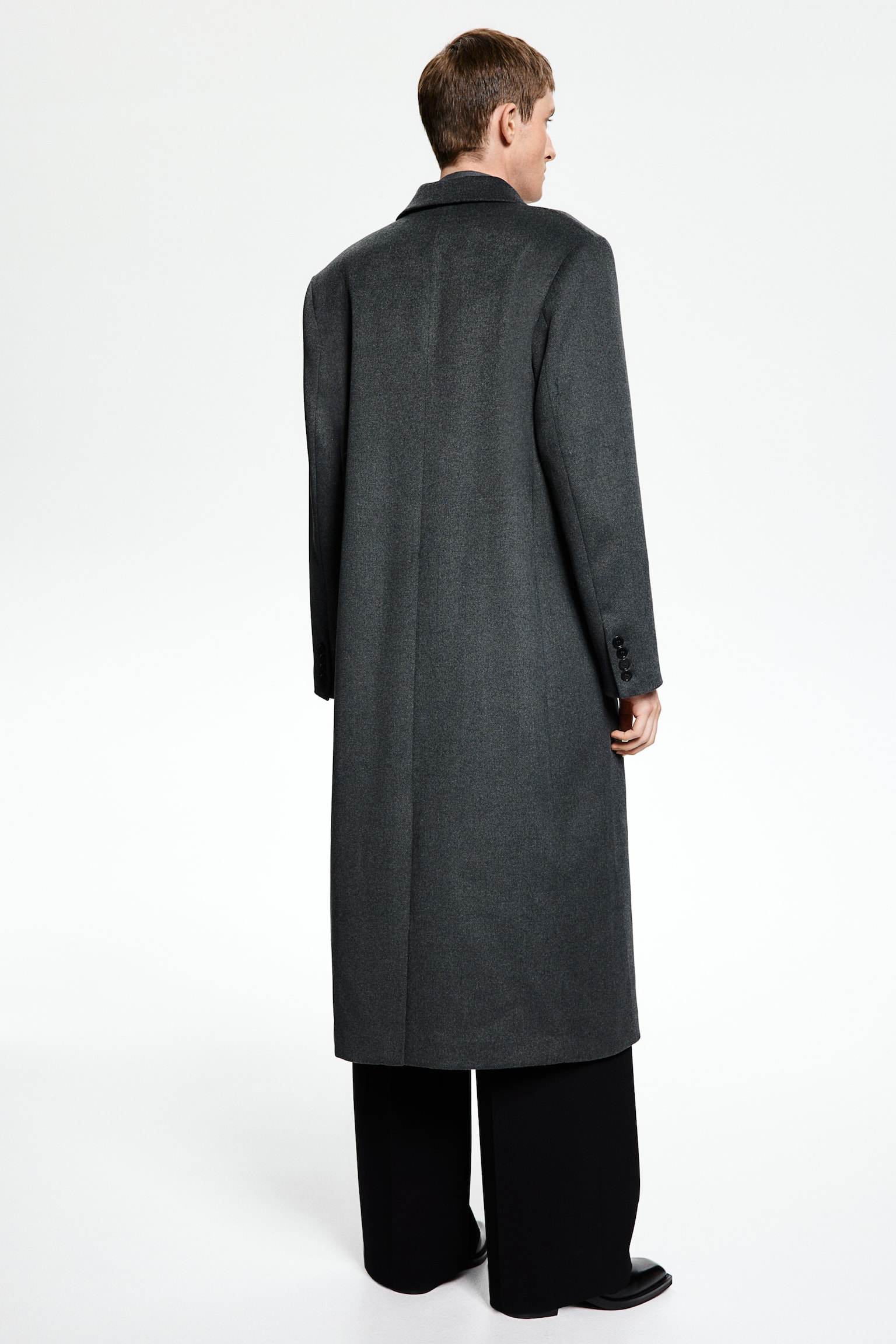 Double-breasted wool-blend coat - Dark grey - 5