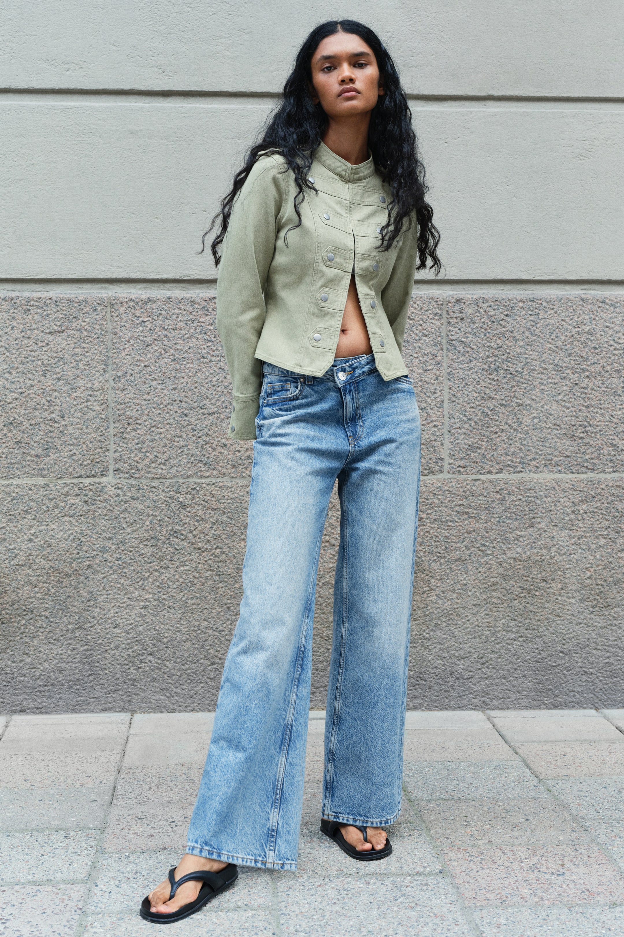 Wide-Leg Regular-Waist Jeans