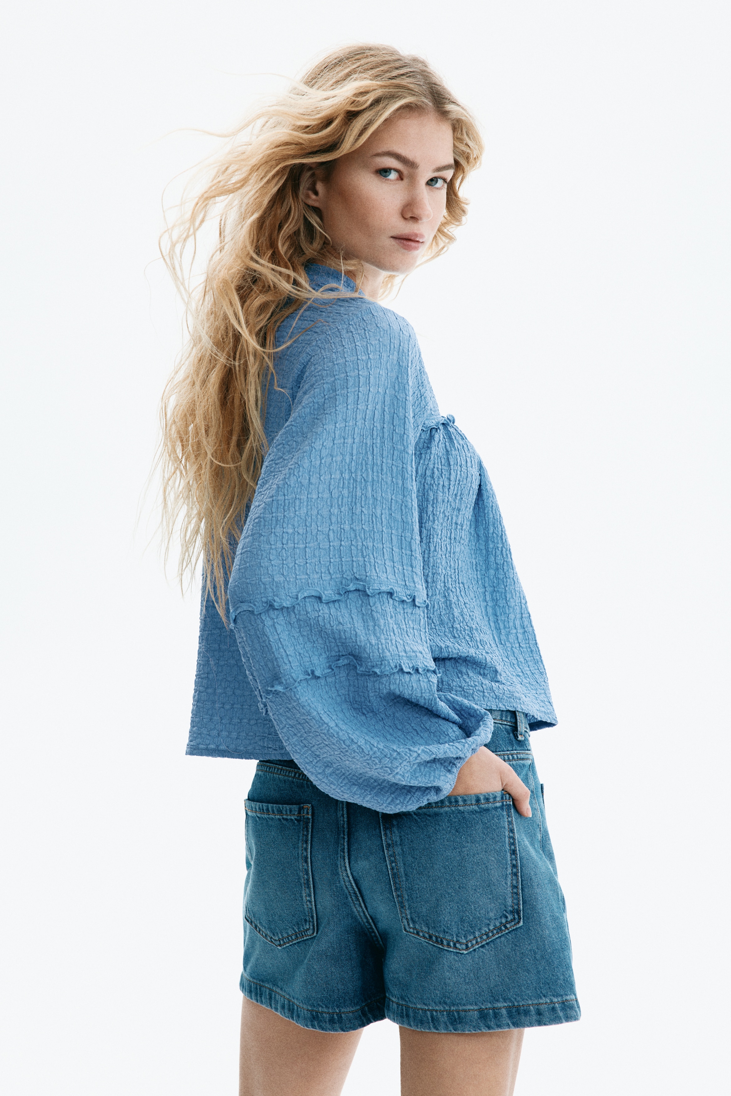 Crinkled jersey blouse