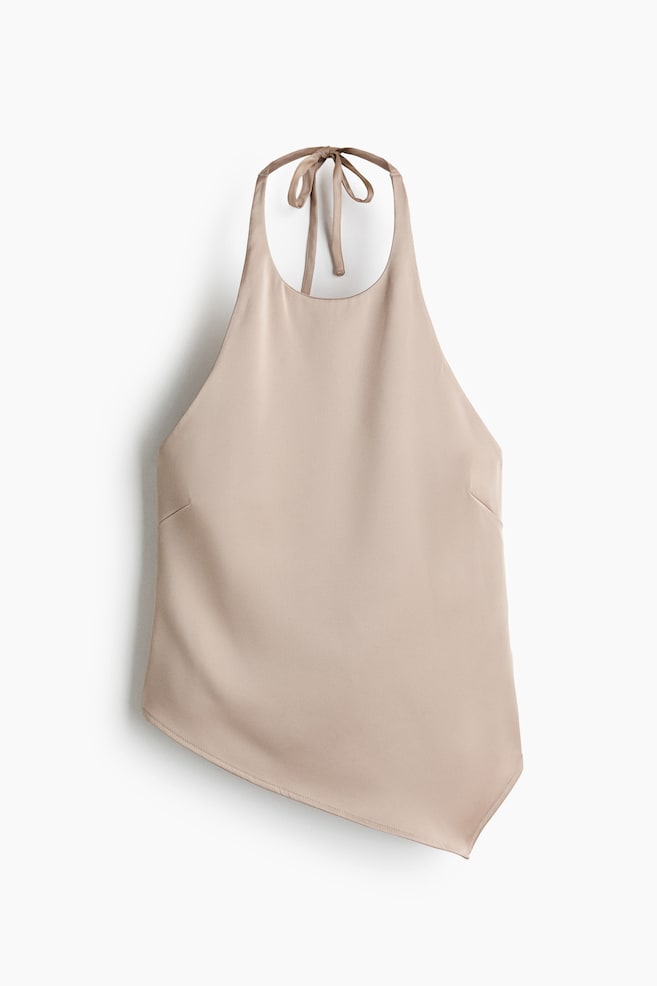 Asymmetrisches Neckholdertop - Helles Graubraun/Dunkelgrau/Hellrosa - 1