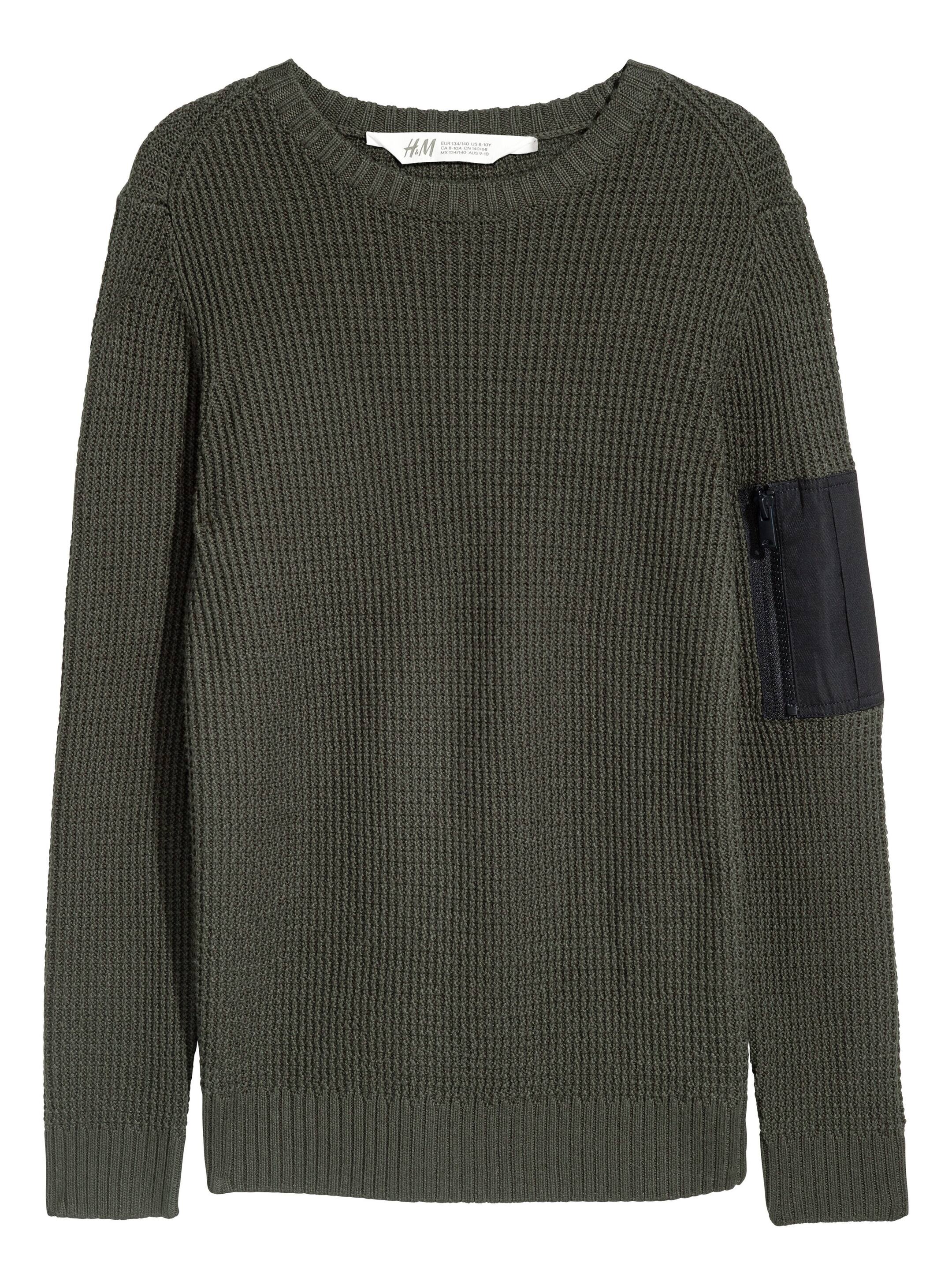 View larger image: Knitted jumper - Dark khaki green - Kids | H&M GB 1