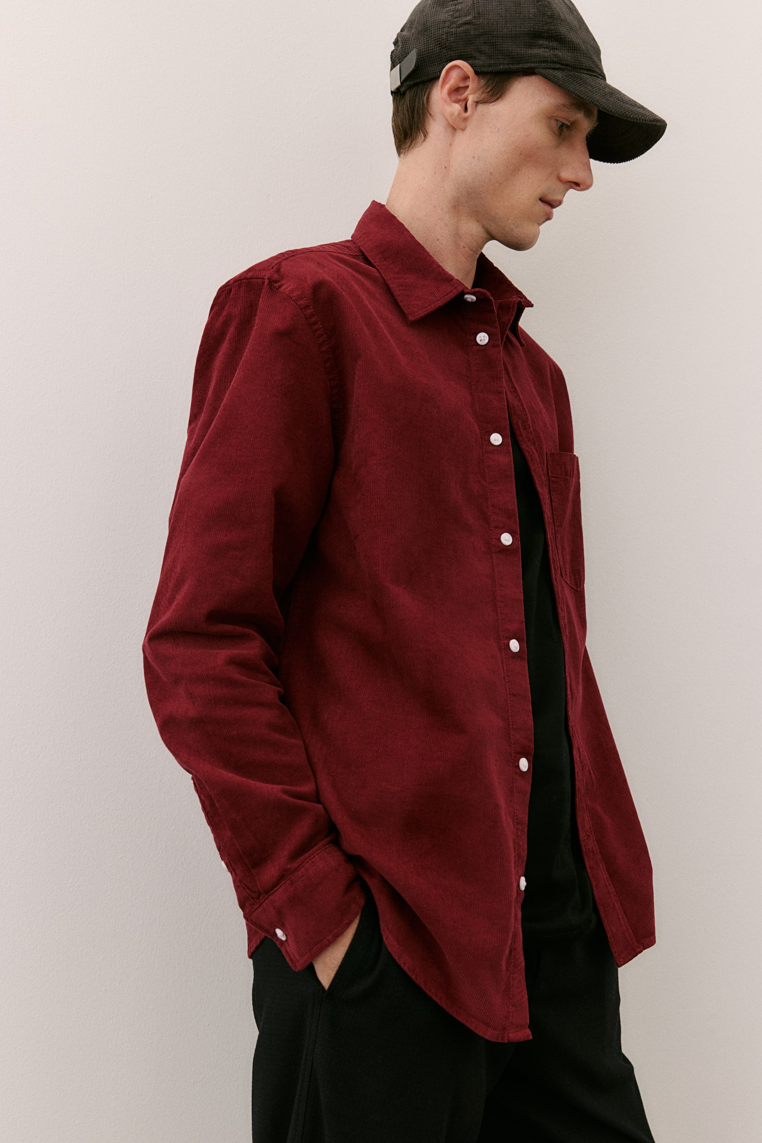 Regular Fit Corduroy shirt - Burgundy/Navy blue/Dark khaki green/Black/Dark brown/Light beige/White - 7