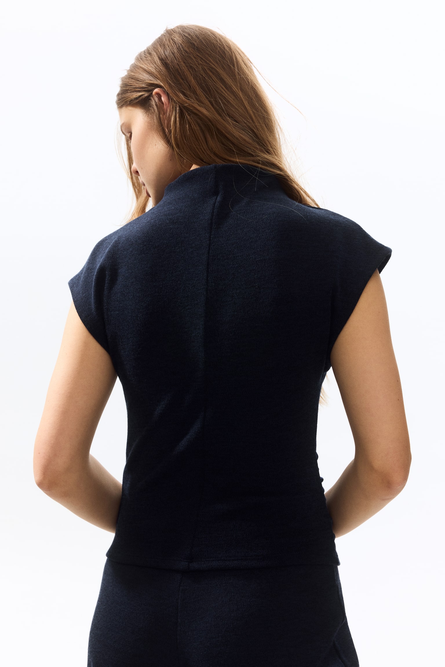 Turtleneck jersey top - Navy blue/Brown marl/Beige - 6