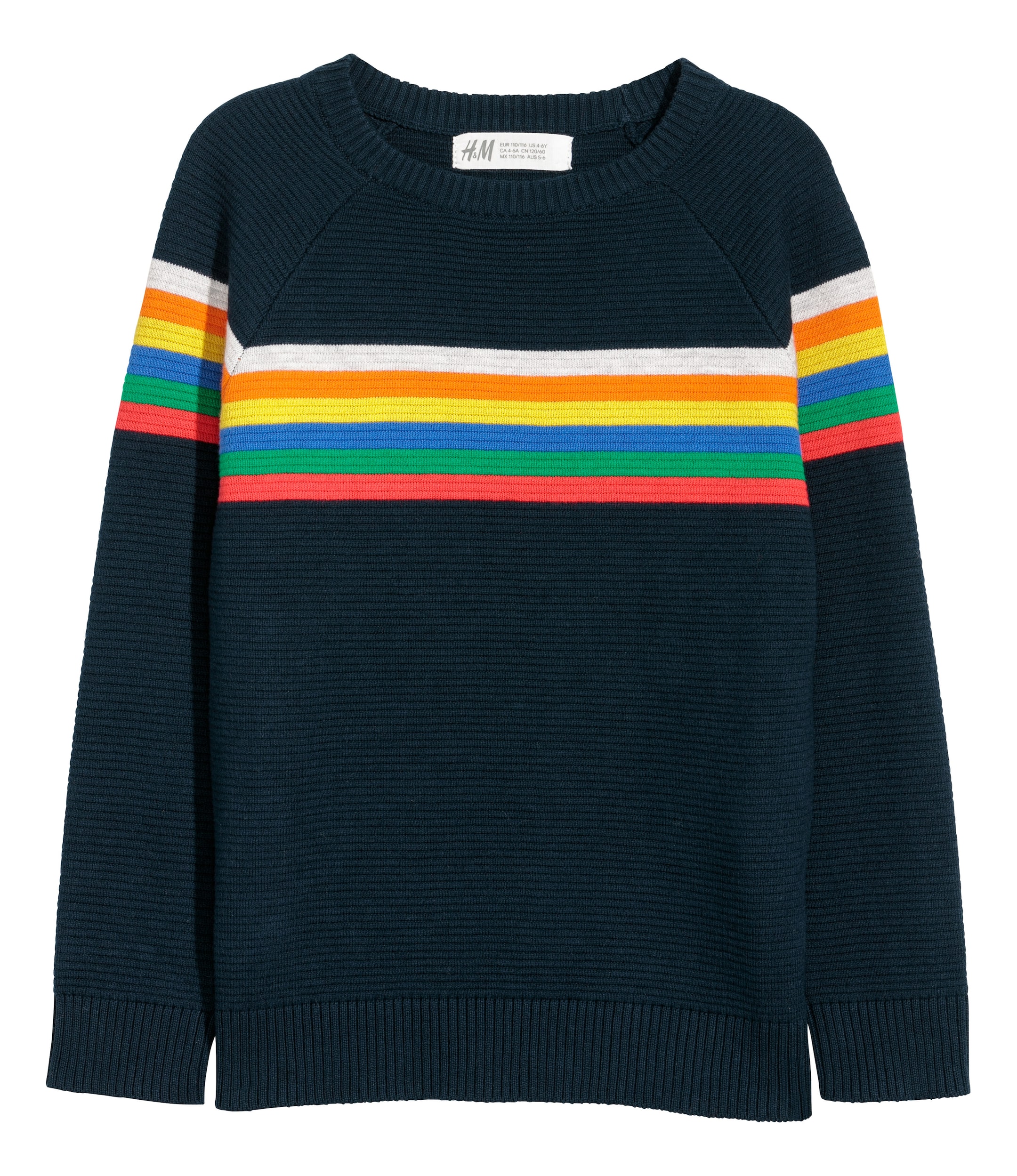 View larger image: Textured-knit jumper - Dark blue/Stripes - Kids | H&M GB 1