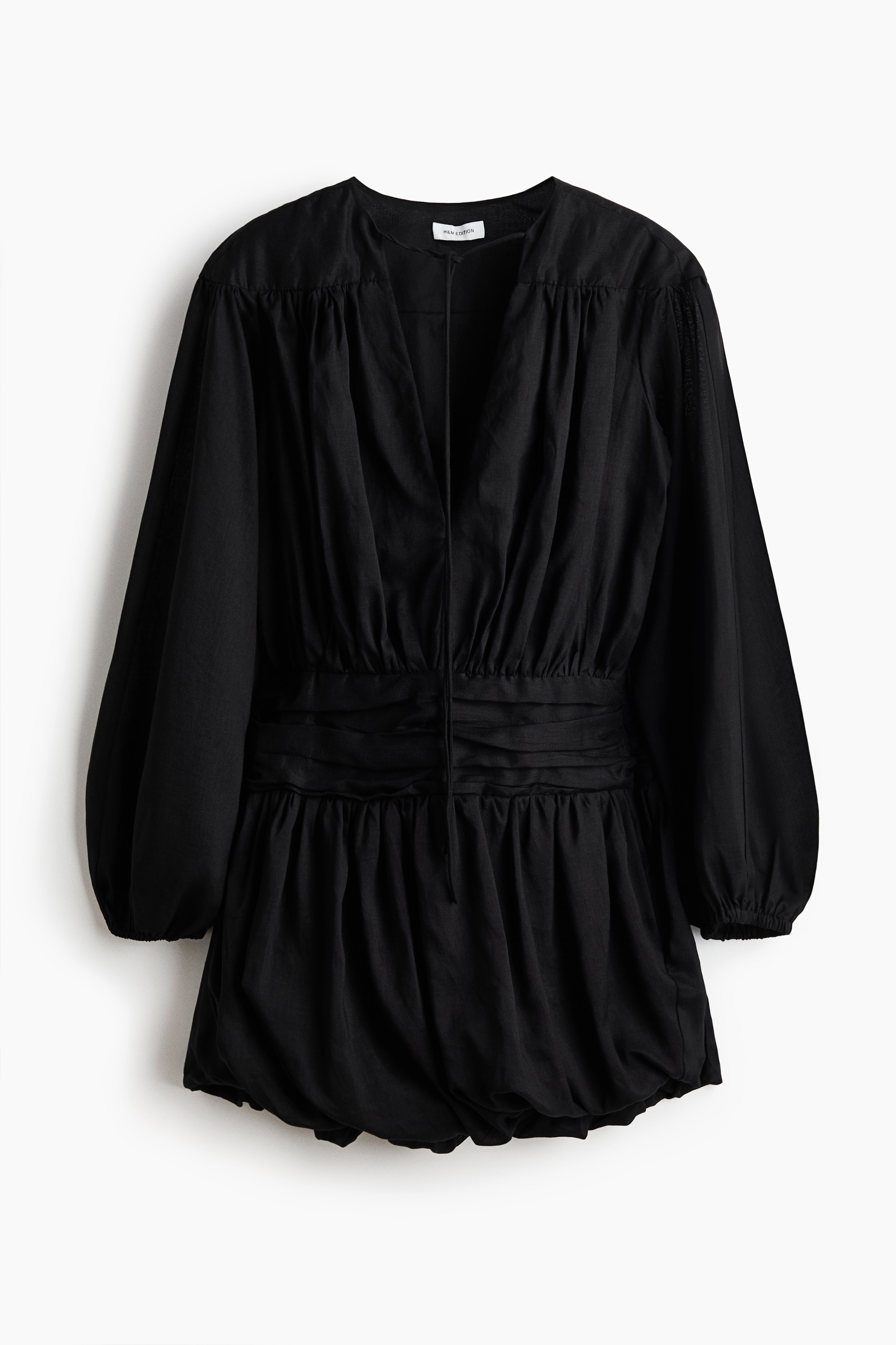 Ramie-blend bubble-hem dress - Black