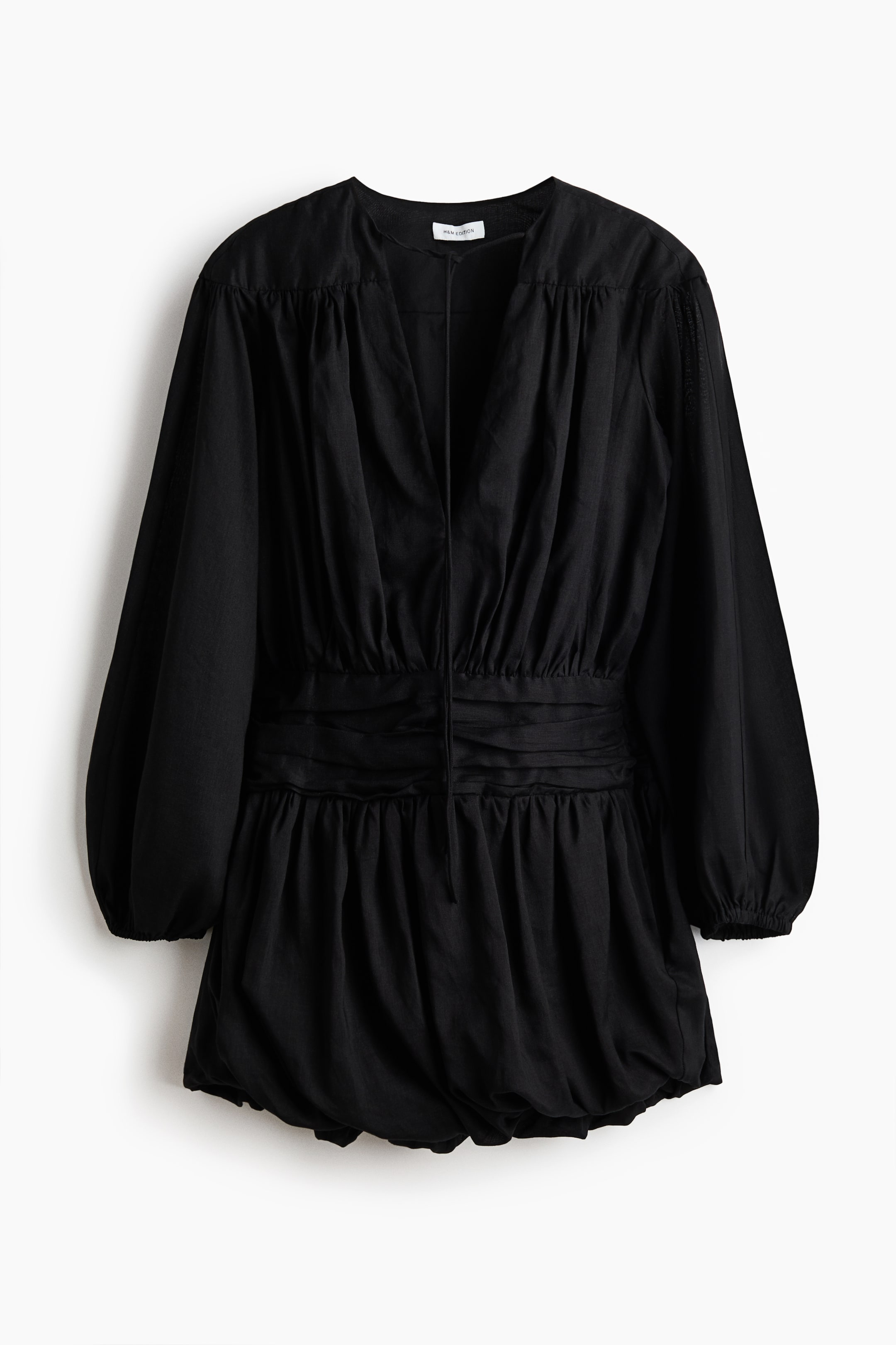 Ramie-Blend Bubble-Hem Dress