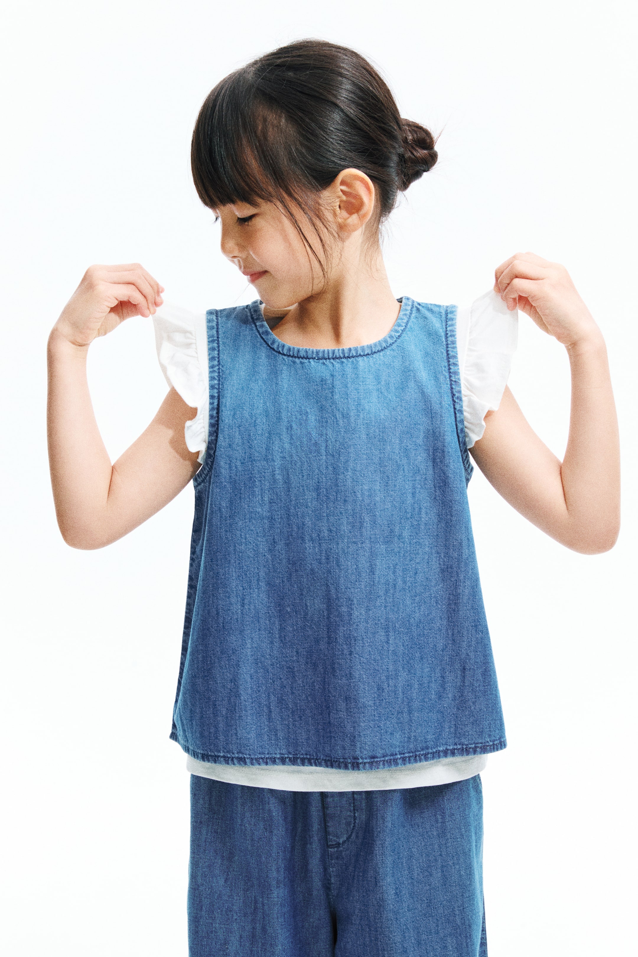 View larger image: Cotton denim top - Denim blue - Kids | H&M SG 1