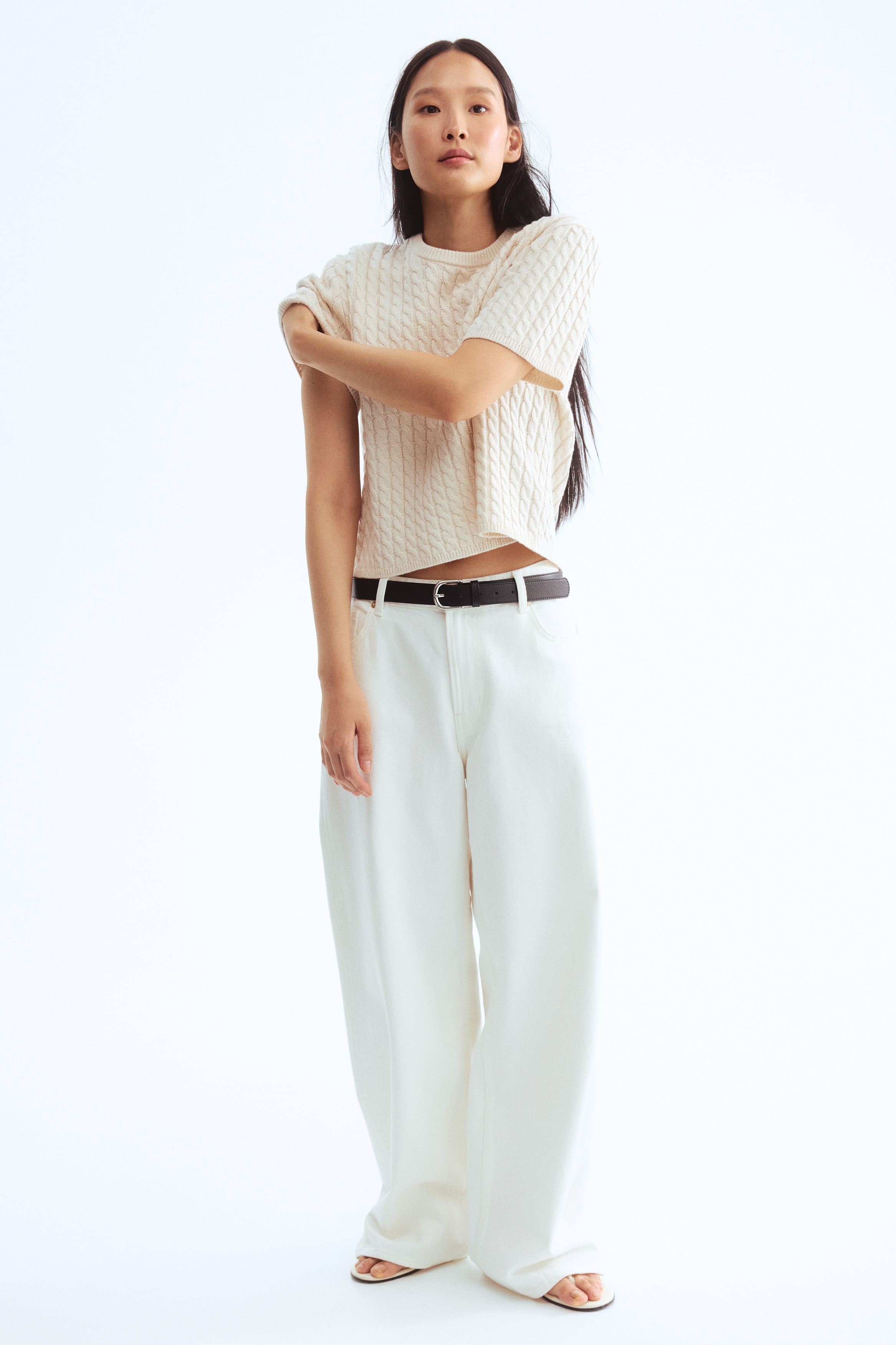 Cable-knit jumper - Cream