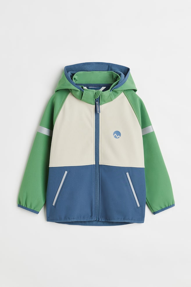 Water-resistant softshell jacket - Green/Block-coloured