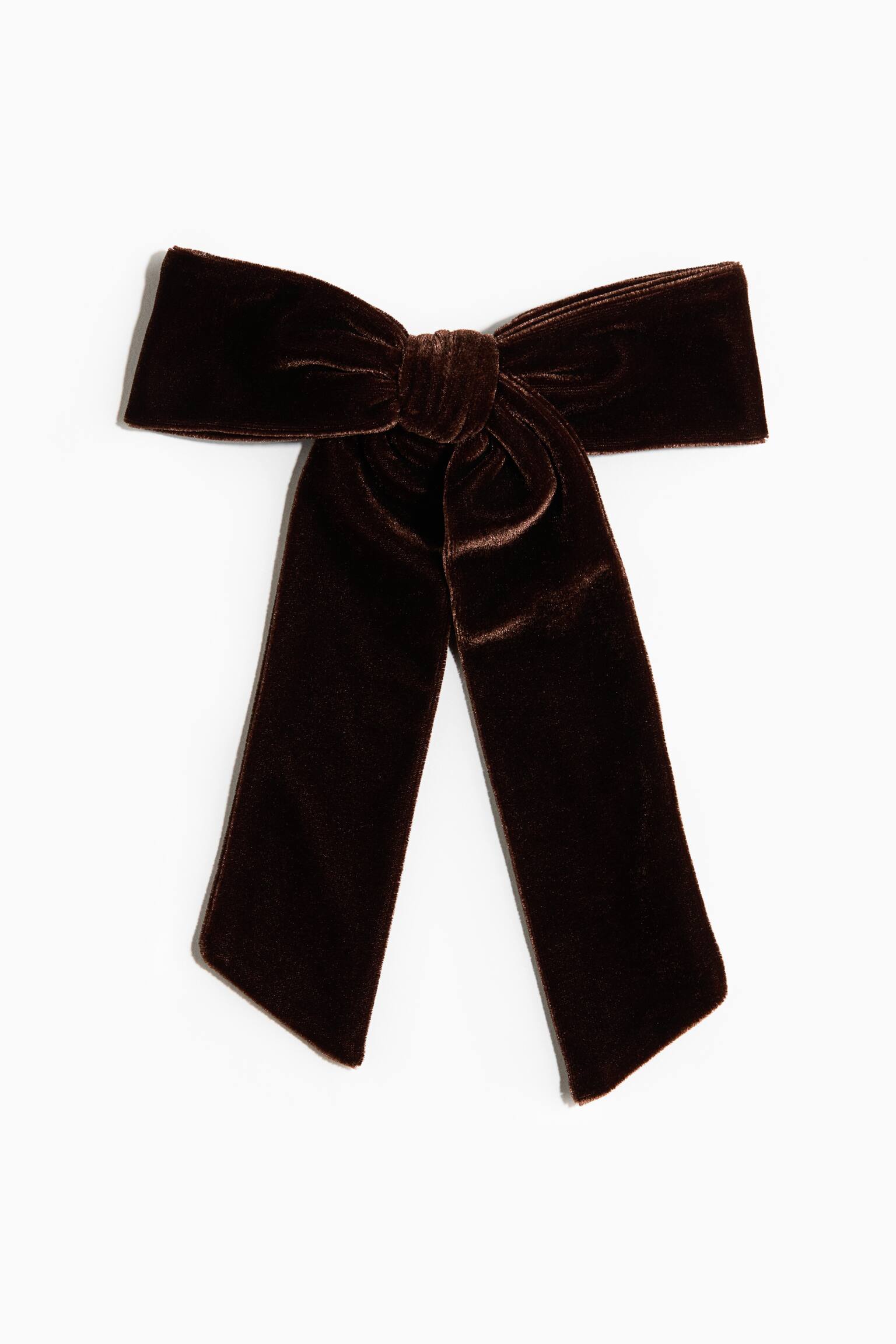 Velvet bow hair clip - Dark brown