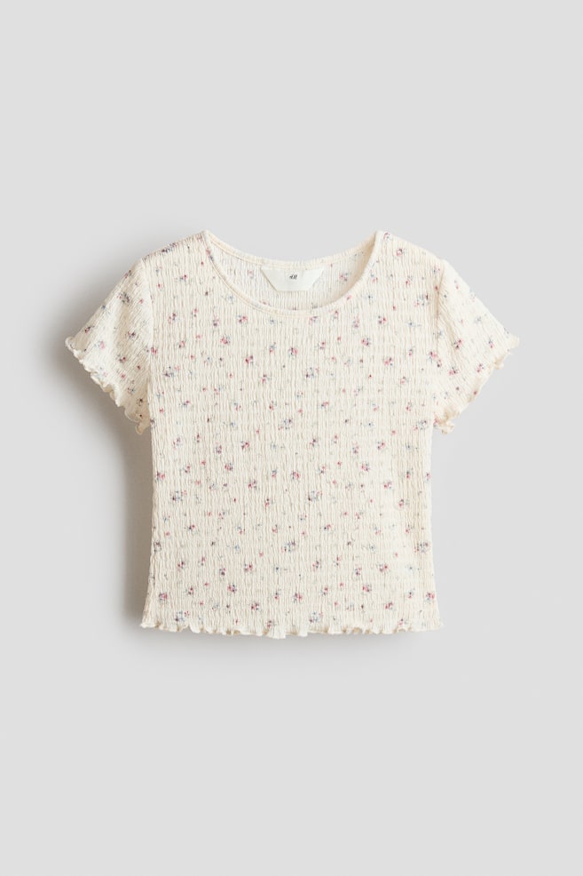 Gesmoktes Shirt - Cremefarben/Geblümt/Hellrosa/Geblümt/Hellblau - 1