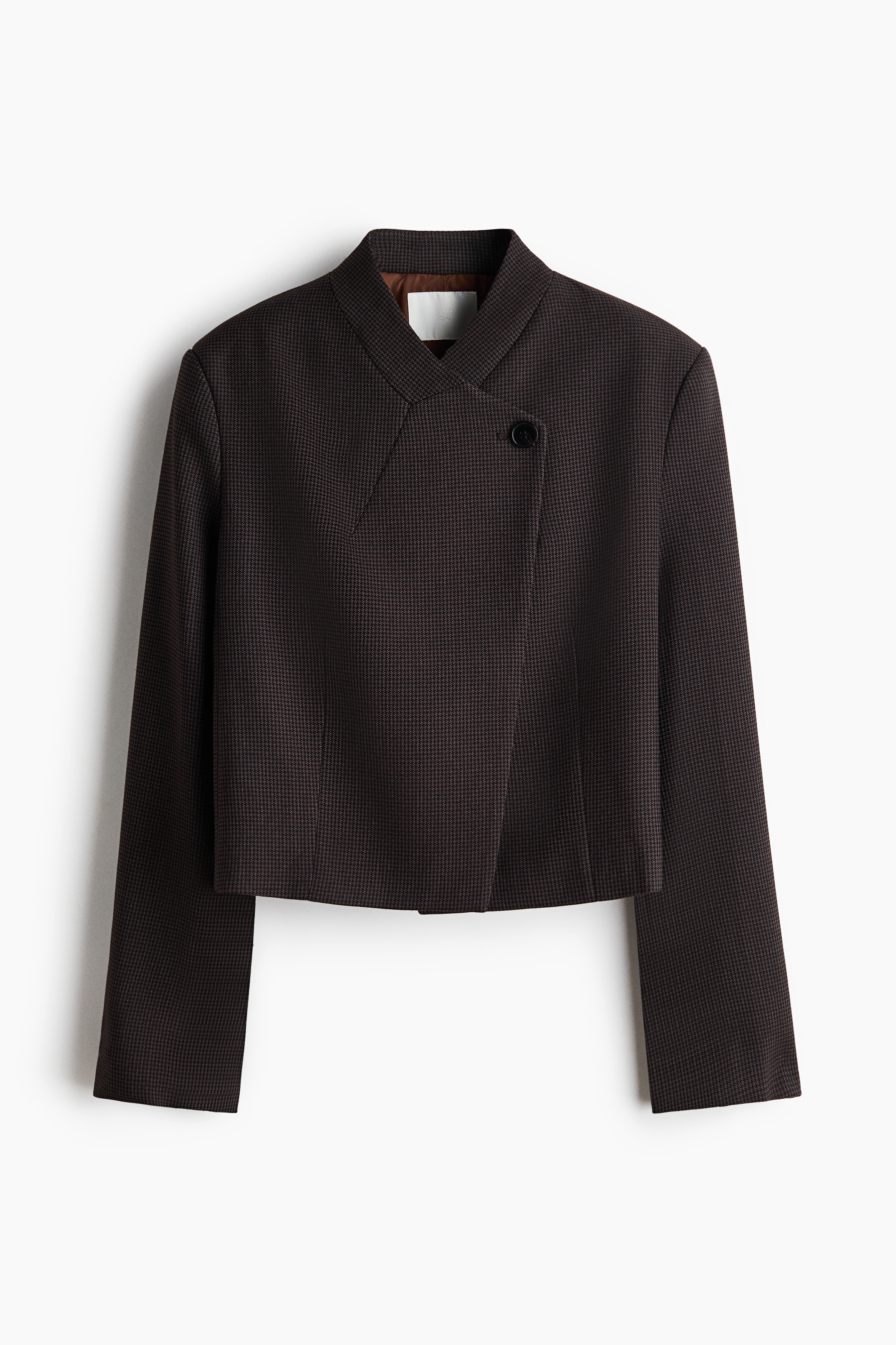 Einreihiger Oversize-Blazer - Dunkelbraun/Hahnentrittmuster