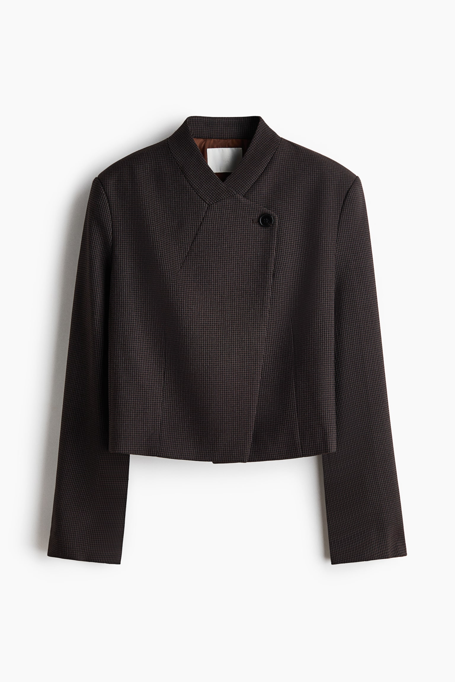 Blazer oversize de botonadura sencilla - Marrón oscuro/Pata de gallo - 1