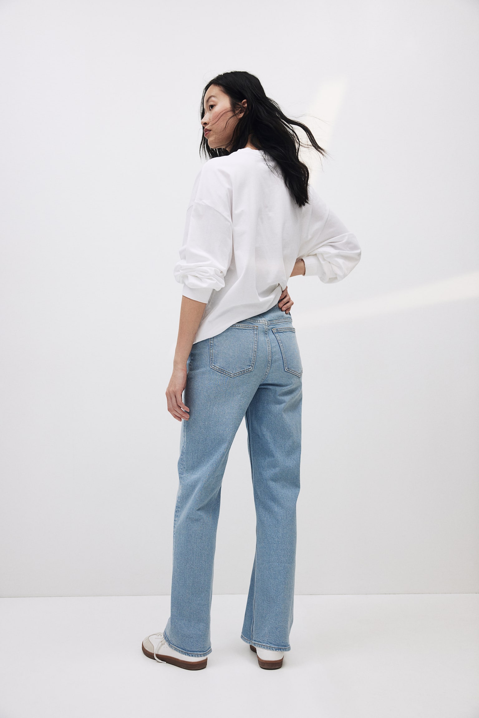 MAMA Before & After Wide Low Jeans - Light denim blue/White/Washed black - 5