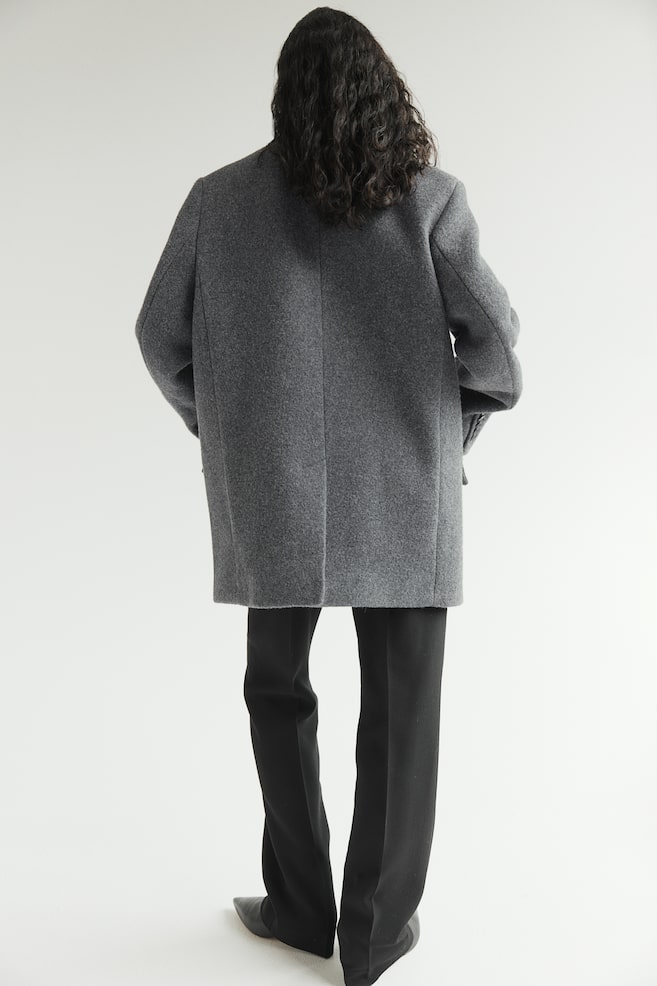 Wool-blend double-breasted jacket - Dark grey/Black - 6