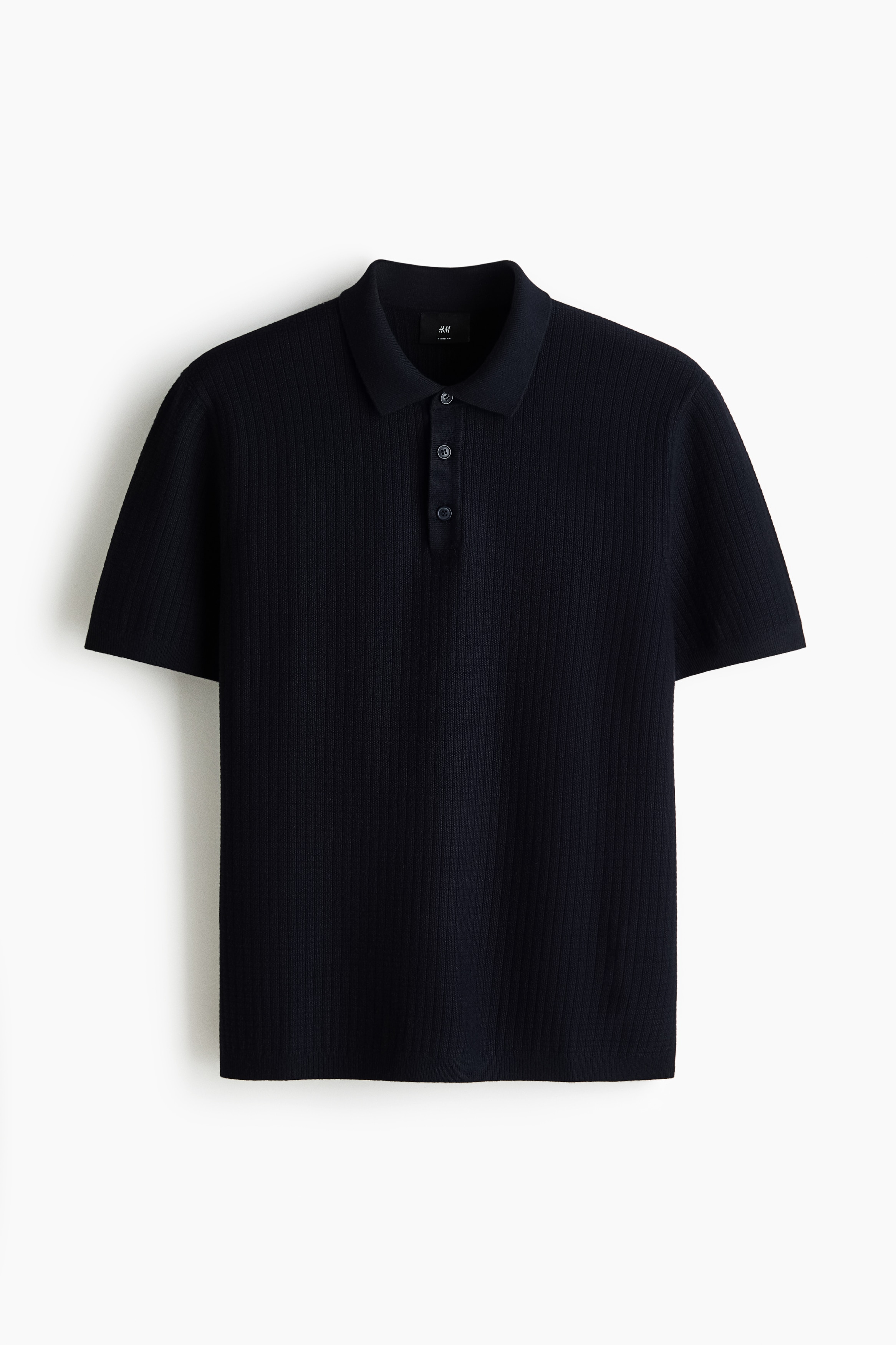 Regular Fit Textured-Knit Polo Shirt - Navy blue/Gray/White/White/Navy blue/Beige