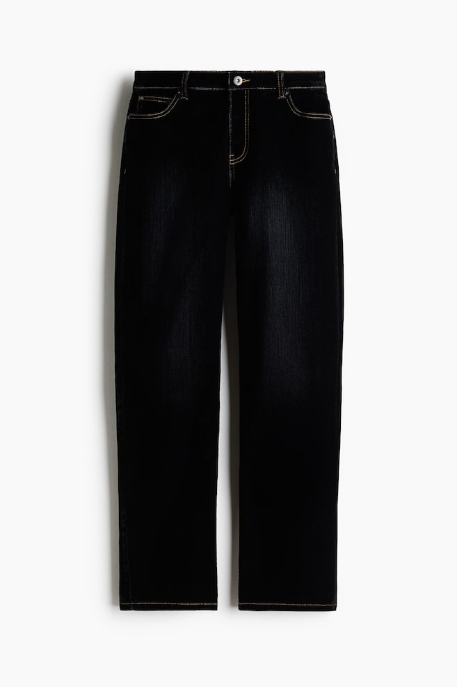 Jeans em ganga flocada - Preto denim - 1