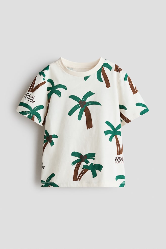 Printed T-shirt - Ivory/Coconut Trees/Cream/Salty Breeze/Cream/Amalfi Coast/Dark grey/Pacific/White/Crabs/Blue/Shark Bay/Light blue/Miami/Light green/Fun Days/Ivory/Basketballs/Cream/Sun Fun/Cream/Surf buses/Light blue/Car/Dark green/NYC/Brown/6/Navy blue/Football/Ivory/Surf '86/Navy blue/Baseball Academy - 1